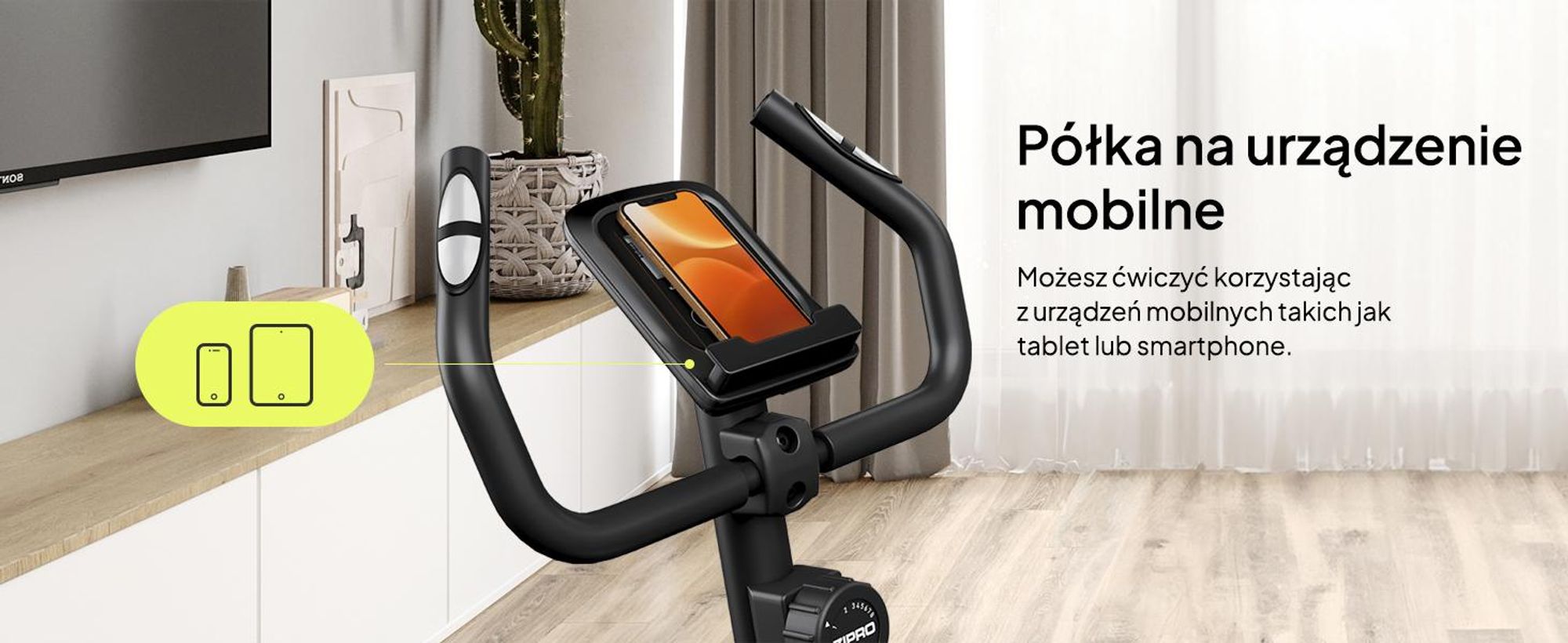 Rower treningowy Zipro One S Gold – kompaktowy rower fitness do użytku domowego Cichy rower treningowy z pomiarem tętna, komputerem LCD i uchwytem na tablet Design Edition