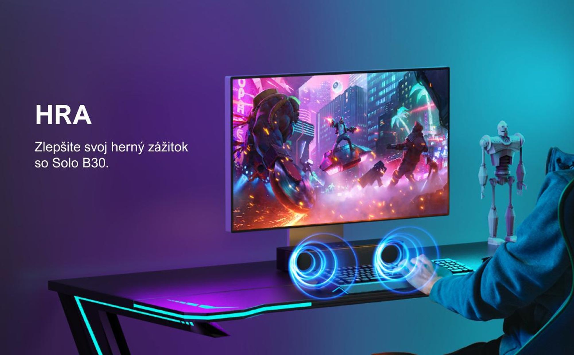 ULTIMEA 2.1-kanálový soundbar pre televízor s nastaviteľnými basmi, ovládaním cez aplikáciu, all-in-one soundbar, televízny reproduktor Bluetooth 5.4, Poseidon M20
