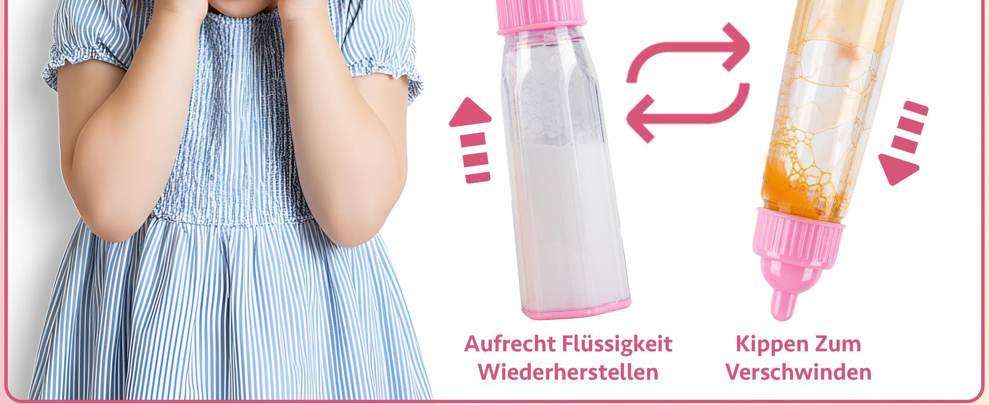 Puppen-Fütterset 8-teilig – mit magischen Fläschchen und Schnuller – realistisches Zubehör für Puppeneltern