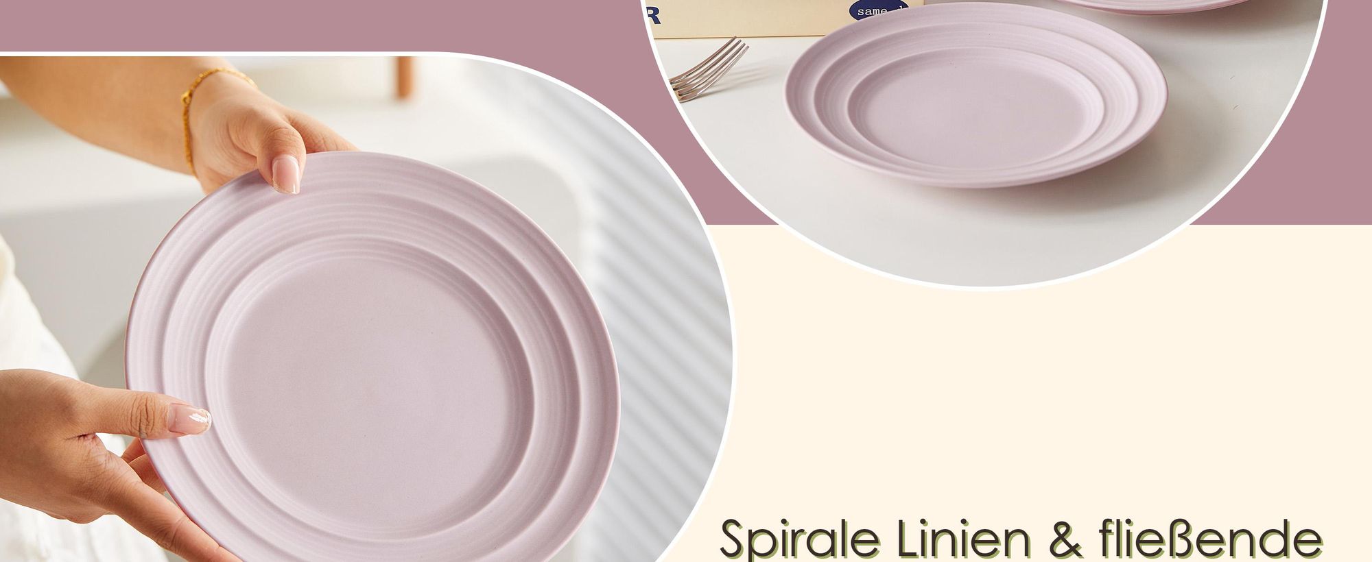 Teller set 4er Ø21,4 cm Keramik Essteller Kuchenteller Frühstücksteller Flachteller für 4 Personen Matt-Glasur Mikrowellen- und Spülmaschinenfest