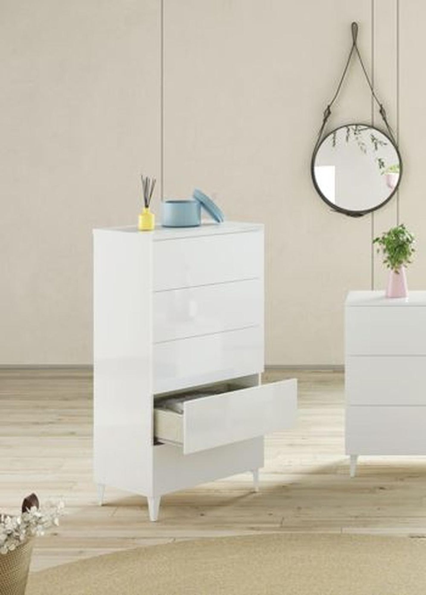 Kommode "Loft" von freiraum – moderne Hochkommode mit 5 Schubladen und pflegeleichter Melaminoberflä
