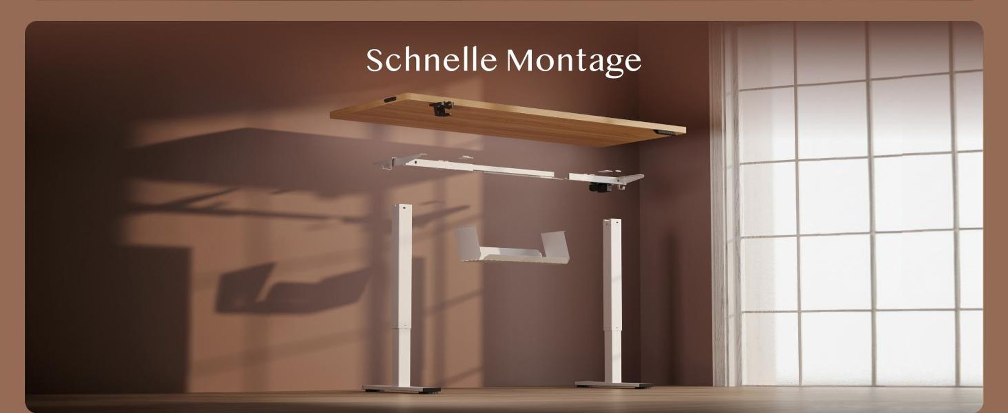 FLEXISPOT QE1 Höhenverstellbarer Schreibtisch 120x60cm EINTEILIGE TISCHPLATTE, 4 Memory-Funktion, Antikollisionsschutz, Haken & Kabelmanagement(Ahorn)