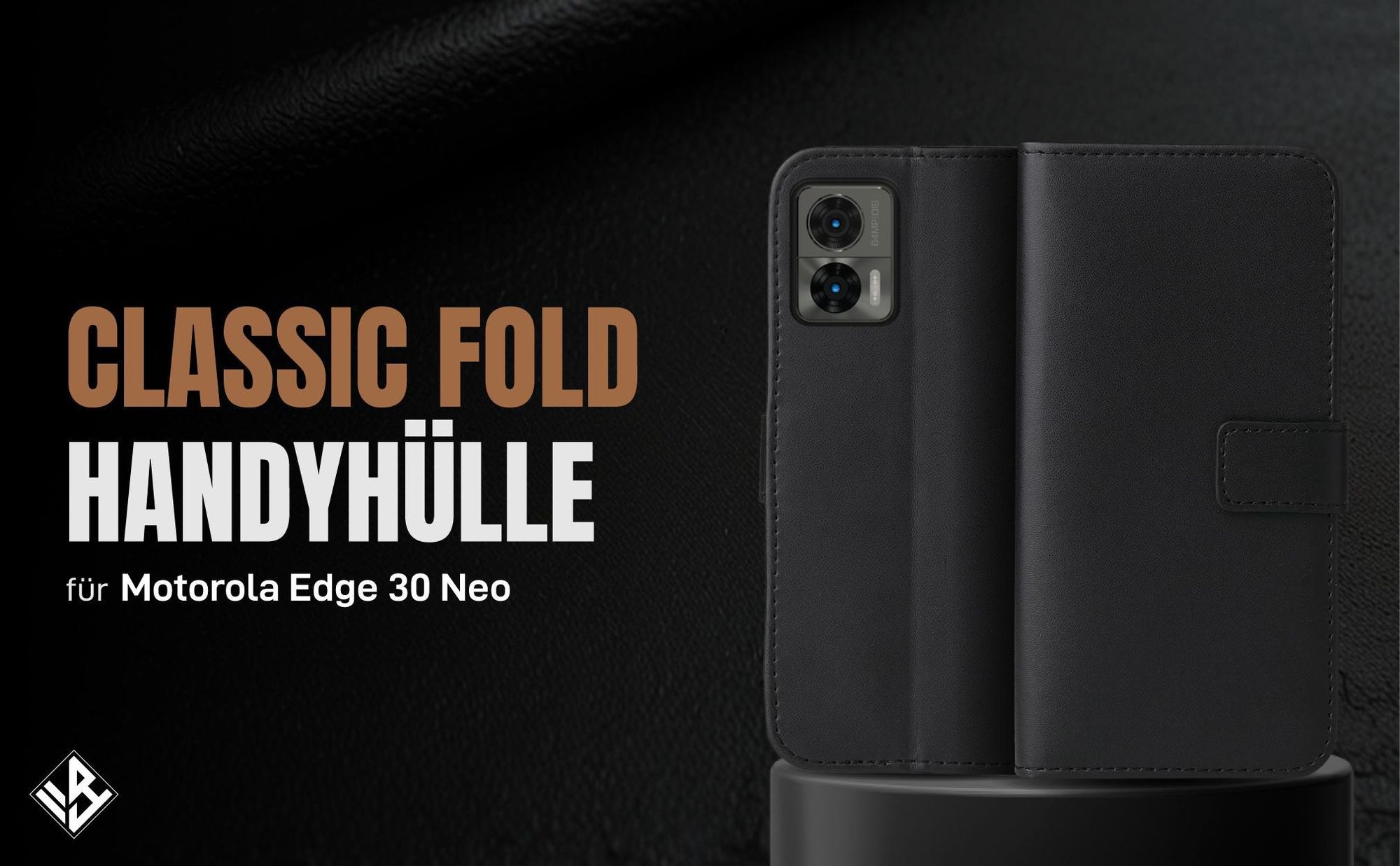 Schwarze Klapphülle für Motorola Edge 30 Neo mit Wallet-Funktion