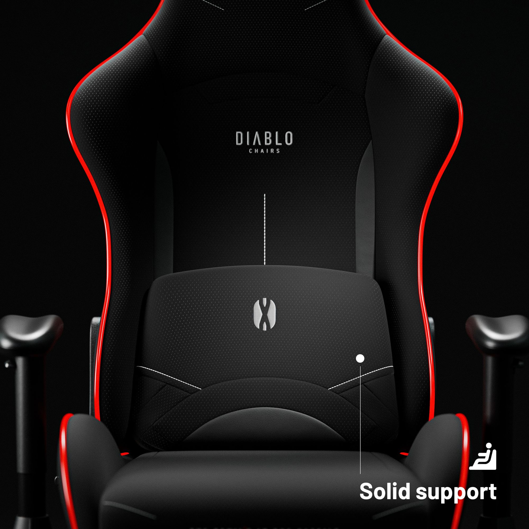 Diablo X-ST4RTER Gaming Stuhl Chair Bürostuhl Schreibtischstuhl PC Stuhl Ergonomisch Stoffbezug 2D Armlehnen Kippmechanismus, Farbe: Schwarz (LED)