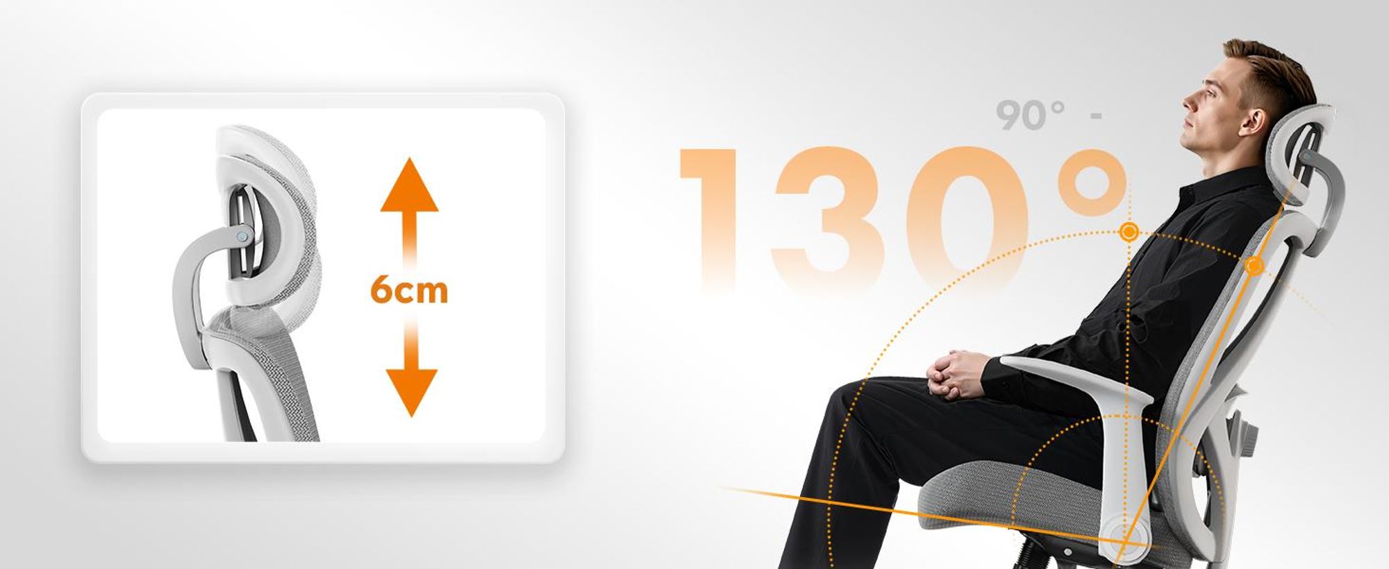 SENSE7 Noxo Ergonomická kancelárska stolička Stolička k písacímu stolu Šedá Sklopné podrúčky Opierka hlavy Sieťované operadlo Riaditeľská stolička Funkcia hojdania Domáca kancelária Nosnosť 150 kg