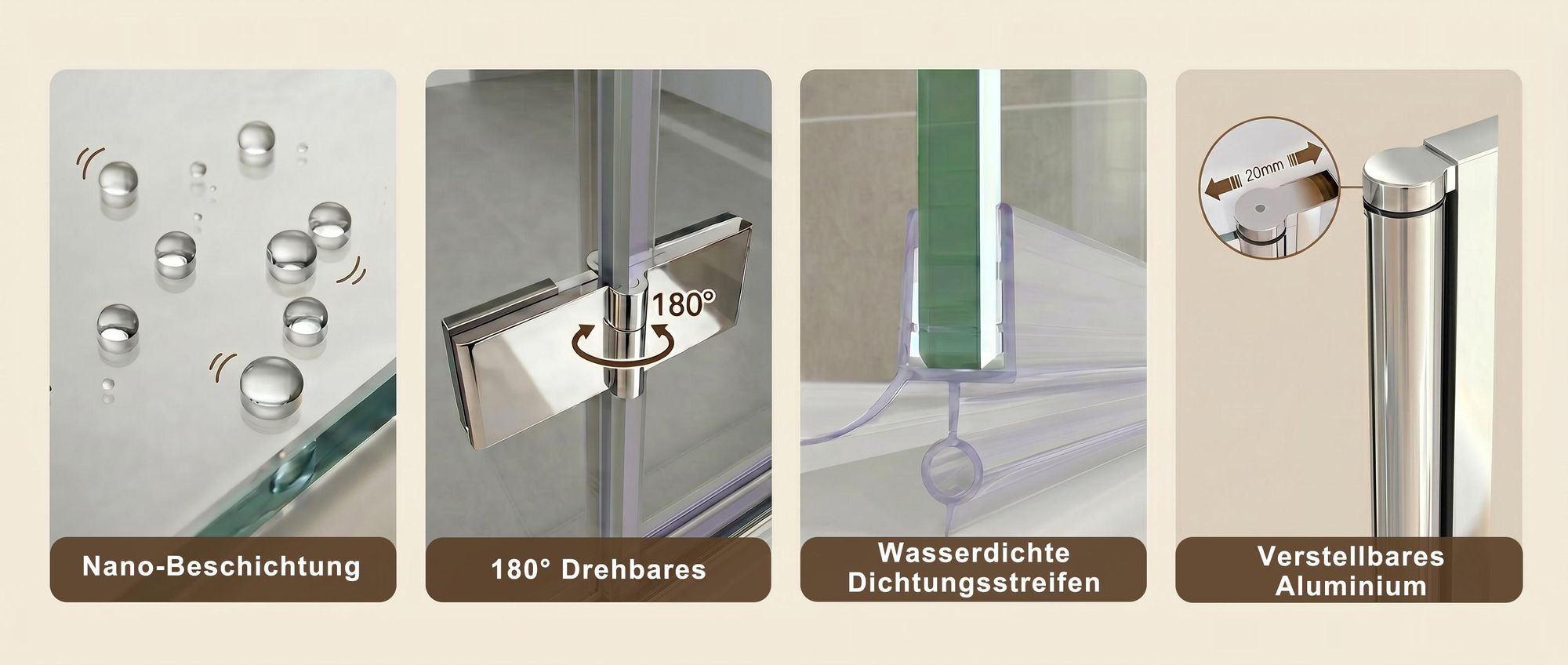 120 x 140 cm Badewannen 3-teilig Faltwand Aufsatz 180° Duschwand Duschabtrennung 6mm Nano Glas DAY-3D