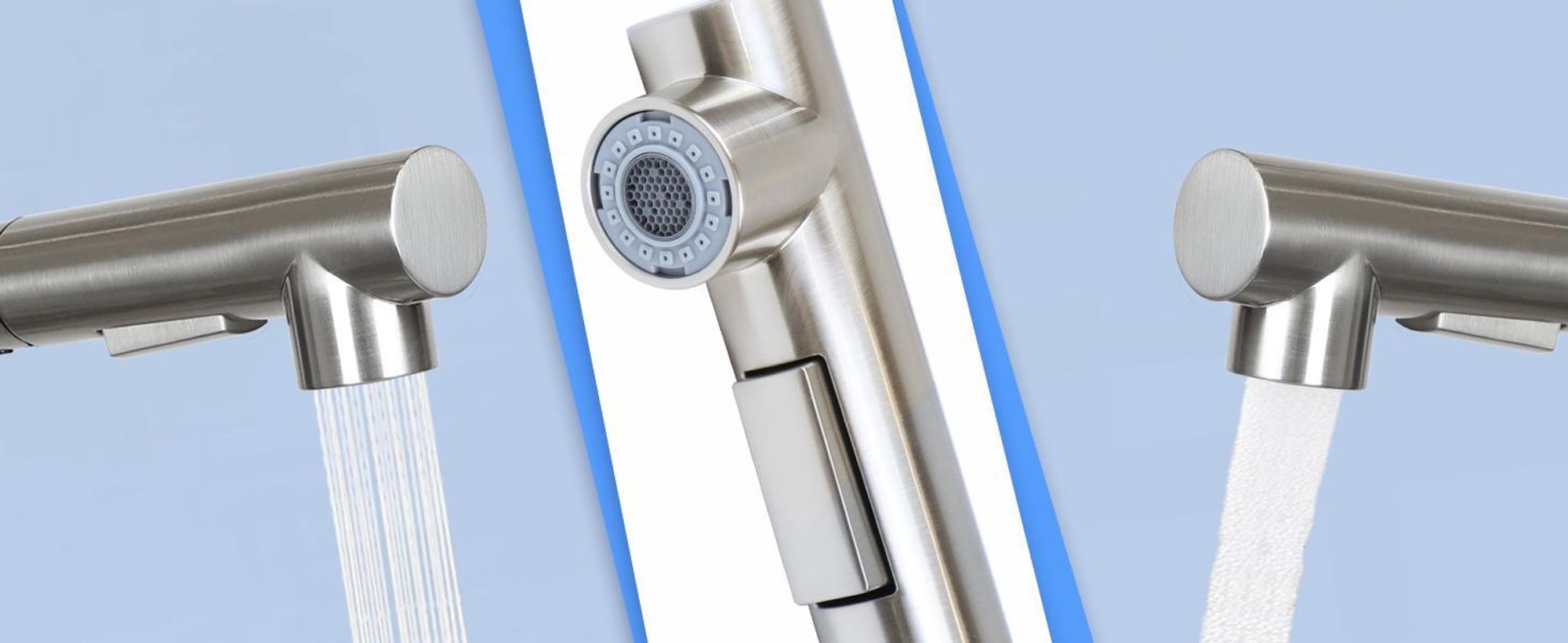 ZMH Rubinetto da cucina estraibile 
Rubinetto in nichel spazzolato con spruzzo Miscelatore per lavello Rubinetto girevole a 360° in acciaio inox con 2 modalità di spruzzo