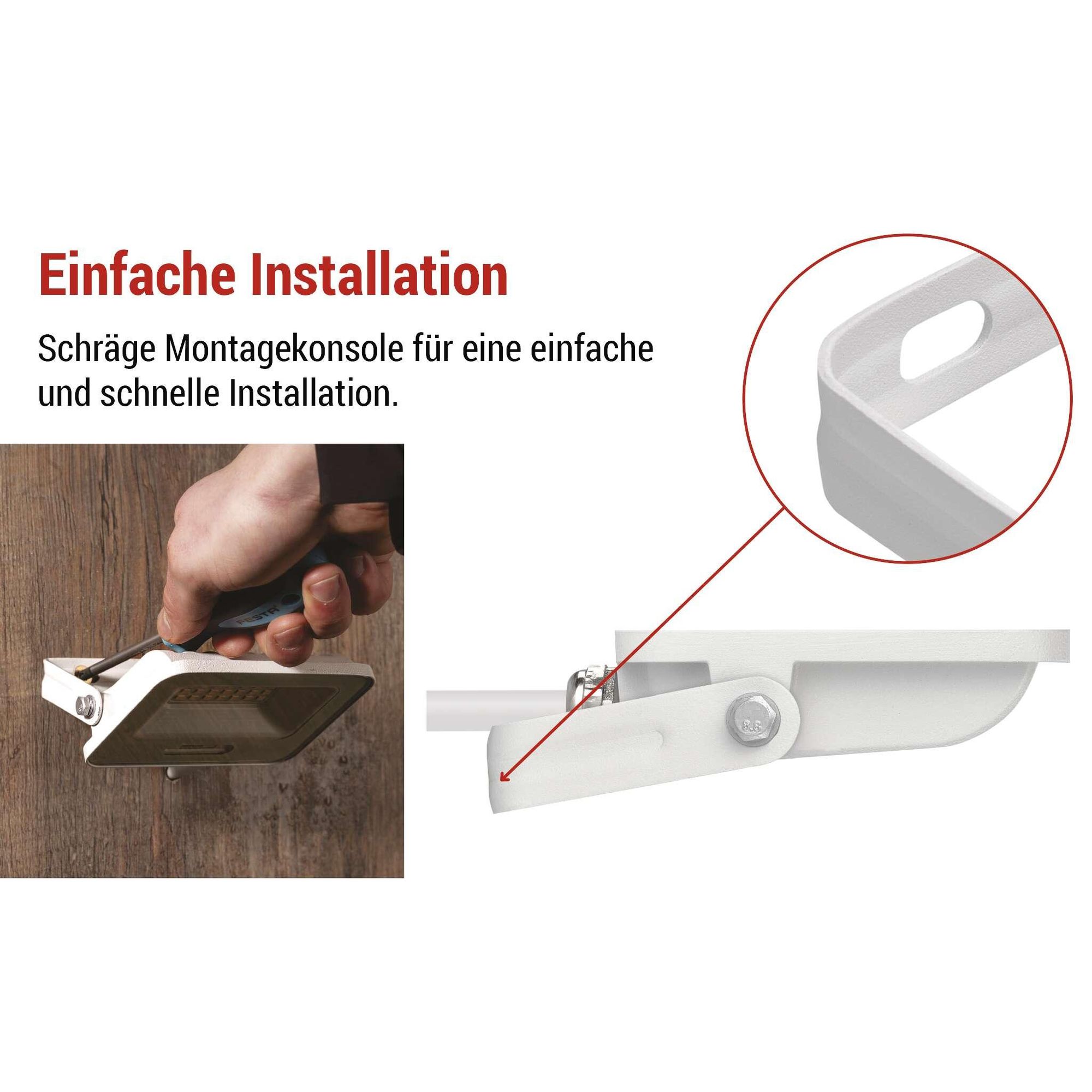 EMOS LED Aluminium-Strahler GLARO 20W, IP65 Wasserdicht für Feuchtraum/Außen, superhell 2000lm, Neutralweiß 4000K, 20cm Gummi-Kabel, Weiß, ZS2224W