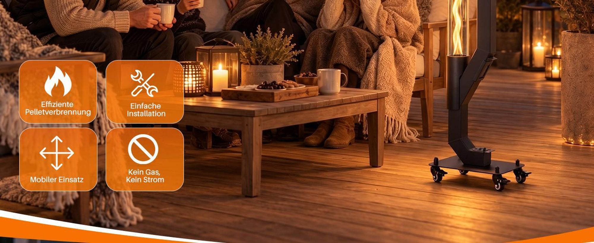 ZMH Caminetto da esterno cilindrico, 6 kW, stufa a pellet freestanding con ruote girevoli, base di appoggio da 167 cm, fiamma regolabile, ideale per l'esterno e per feste