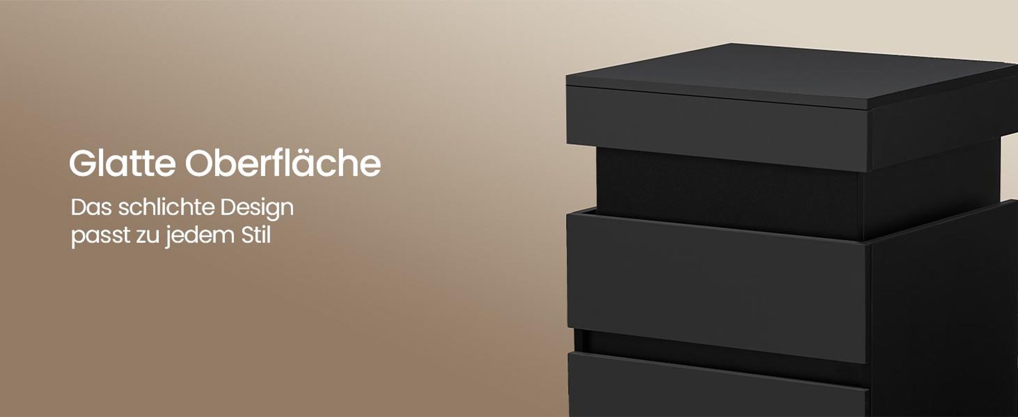 VASAGLE Beistelltisch mit Ladestation, 2er Set, Nachttisch mit Beleuchtung, Steckdosen, Geheimfach, Schubladen, modern, schwarz