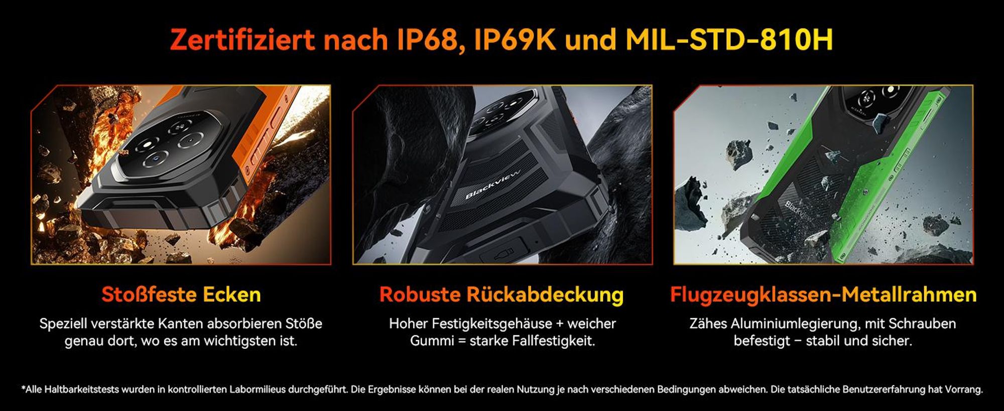 2026 Blackview FORT 1 Outdoor Handy ohne vertrag,12+128GB, 10000mAh,6.56",Android 16,NFC/390g/Dual SIM/Fingerabdruck//IP69K ,90Hz