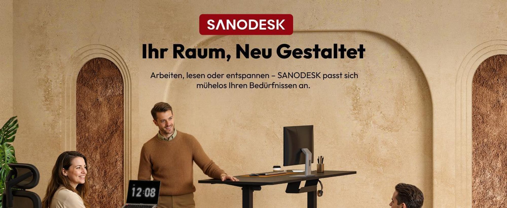 SANODESK QS1 Höhenverstellbarer Schreibtisch 200x80cm elektrisch 4 Memory-Funktion Antikollisionsschutz 70 kg Tragkraft Haken Kabelmanagement(Schwarz)
