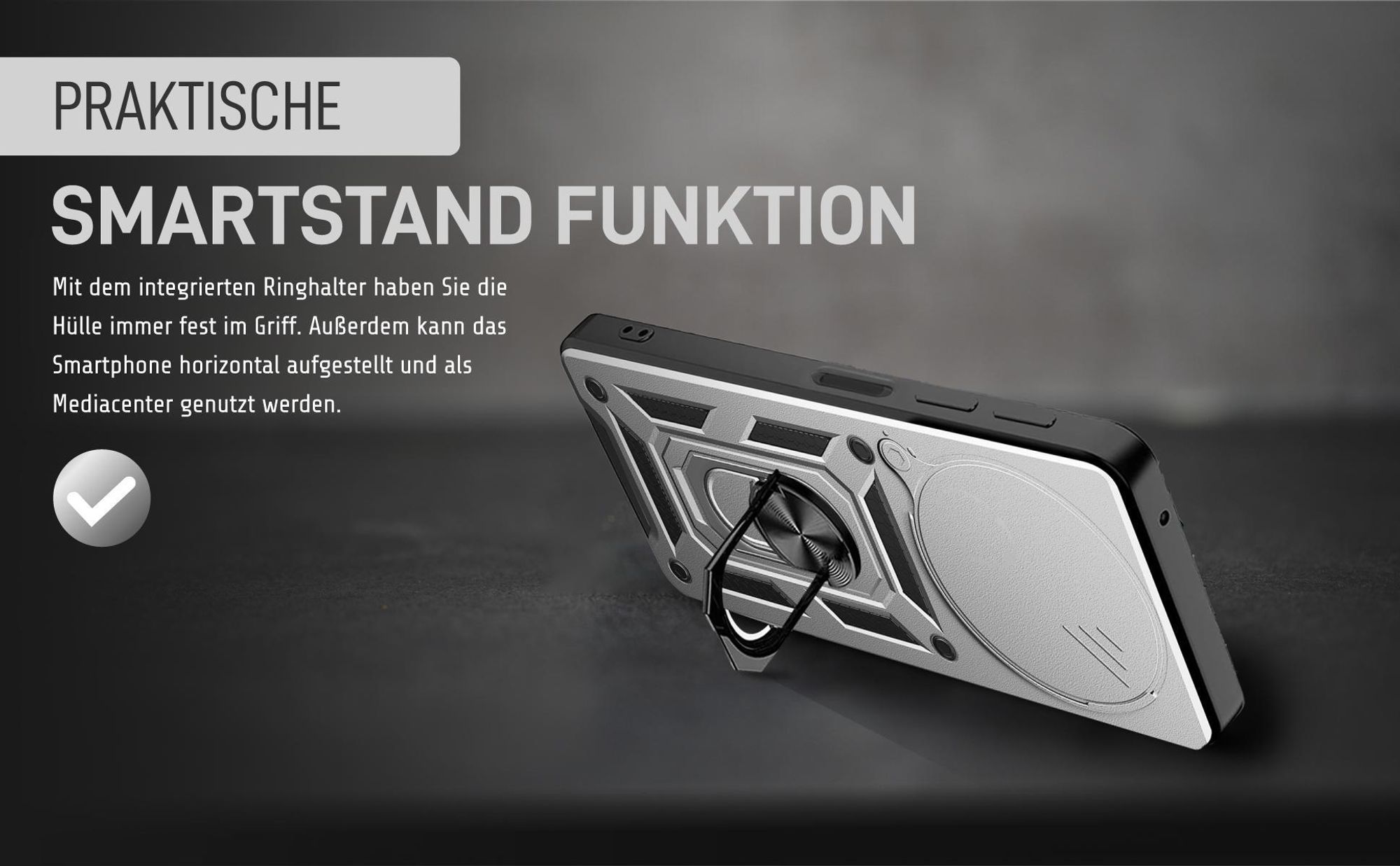 Silbernes Survival Case für Xiaomi Redmi 14C mit Standfunktion