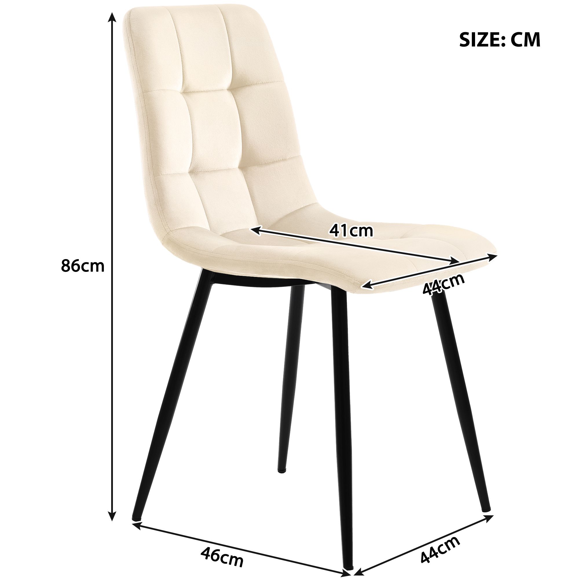 Flieks Essgruppe Esstisch mit 4 Esszimmerstuhl, Sitzgruppe Küchentischset 5tlg., Küchentisch mit 4 Esszimmerstuhl, Stuhl mit Samtbezug, Beige Schwarz