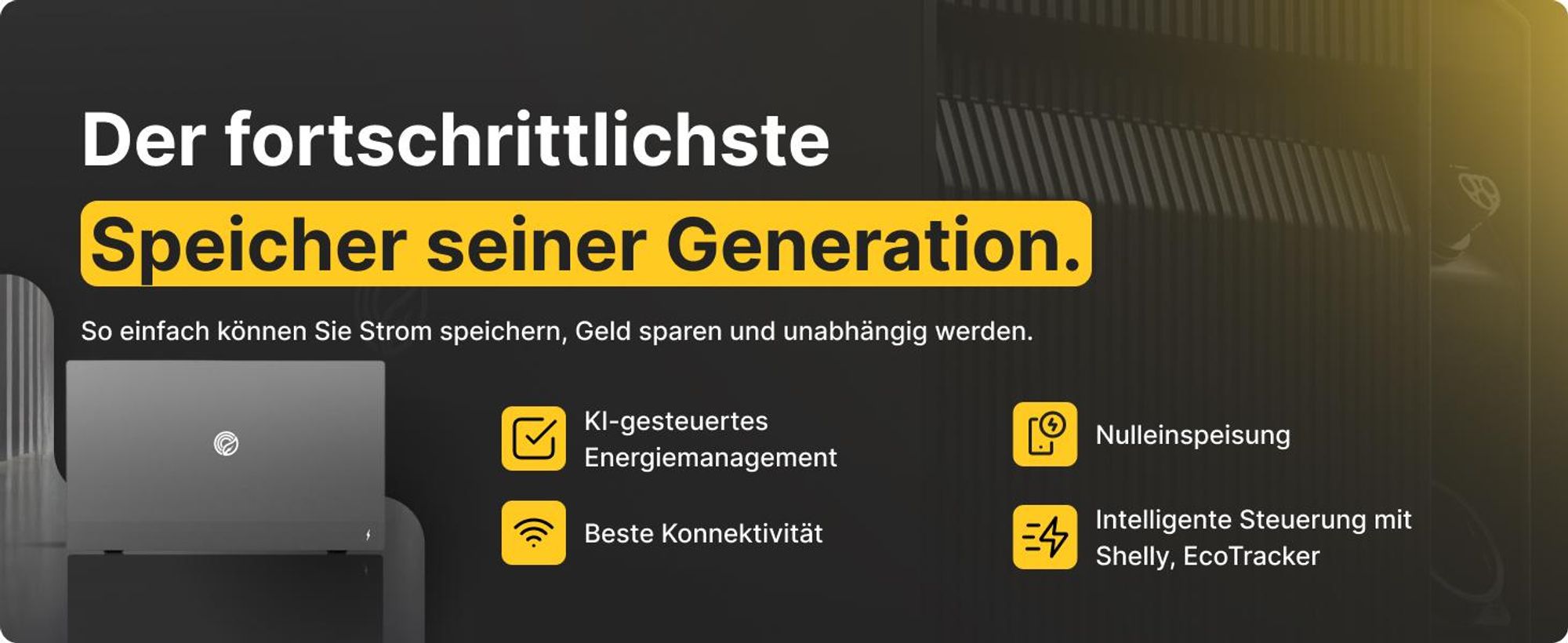 Solakon ONE All-in-One Balkonkraftwerk Speicher mit 2,11 kWh Kapazität, 2600W über 4 MPPTs, KI-Funktionen, Nulleinspeisung, Notstromfunktion