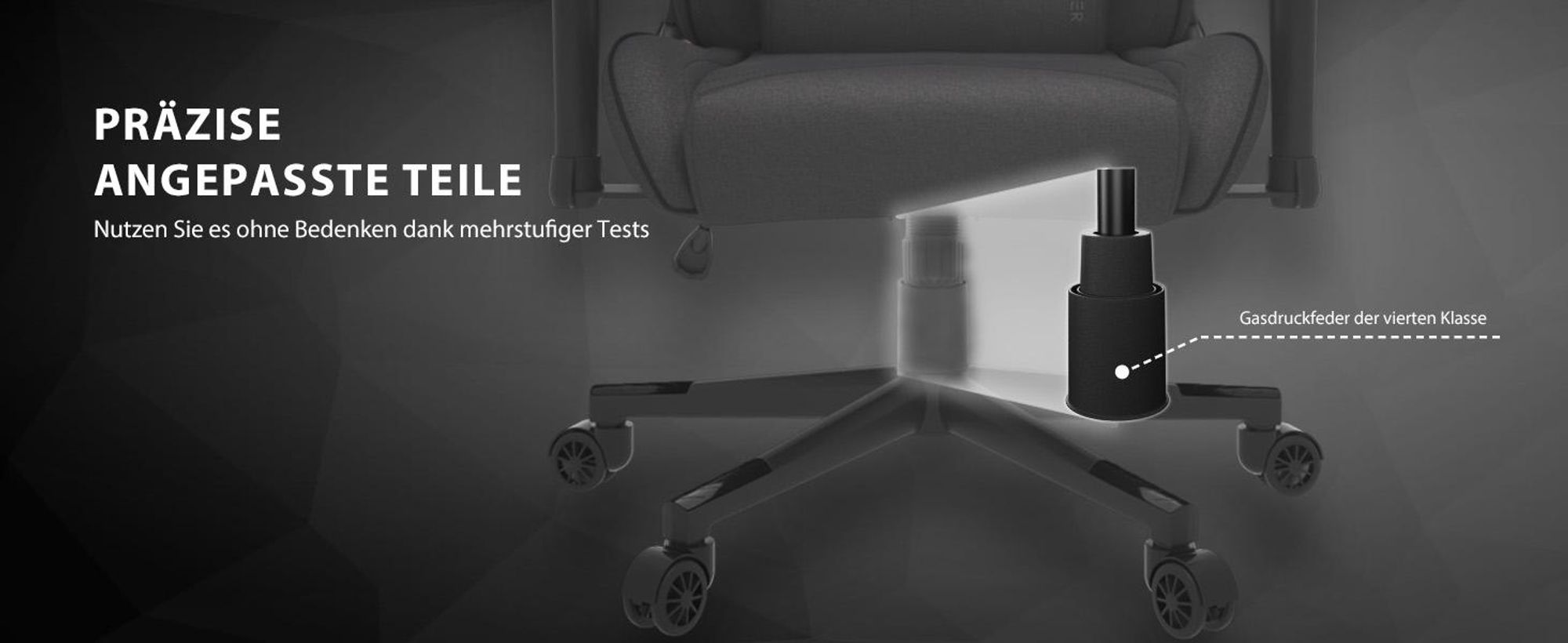 SENSE7 Spellcaster Gaming Stuhl aus Stoff Schwarz - Ergonomischer Bürostuhl PC Schreibtischstuhl Gamer Sessel 150kg 2D-Armlehnen 160° Neigung