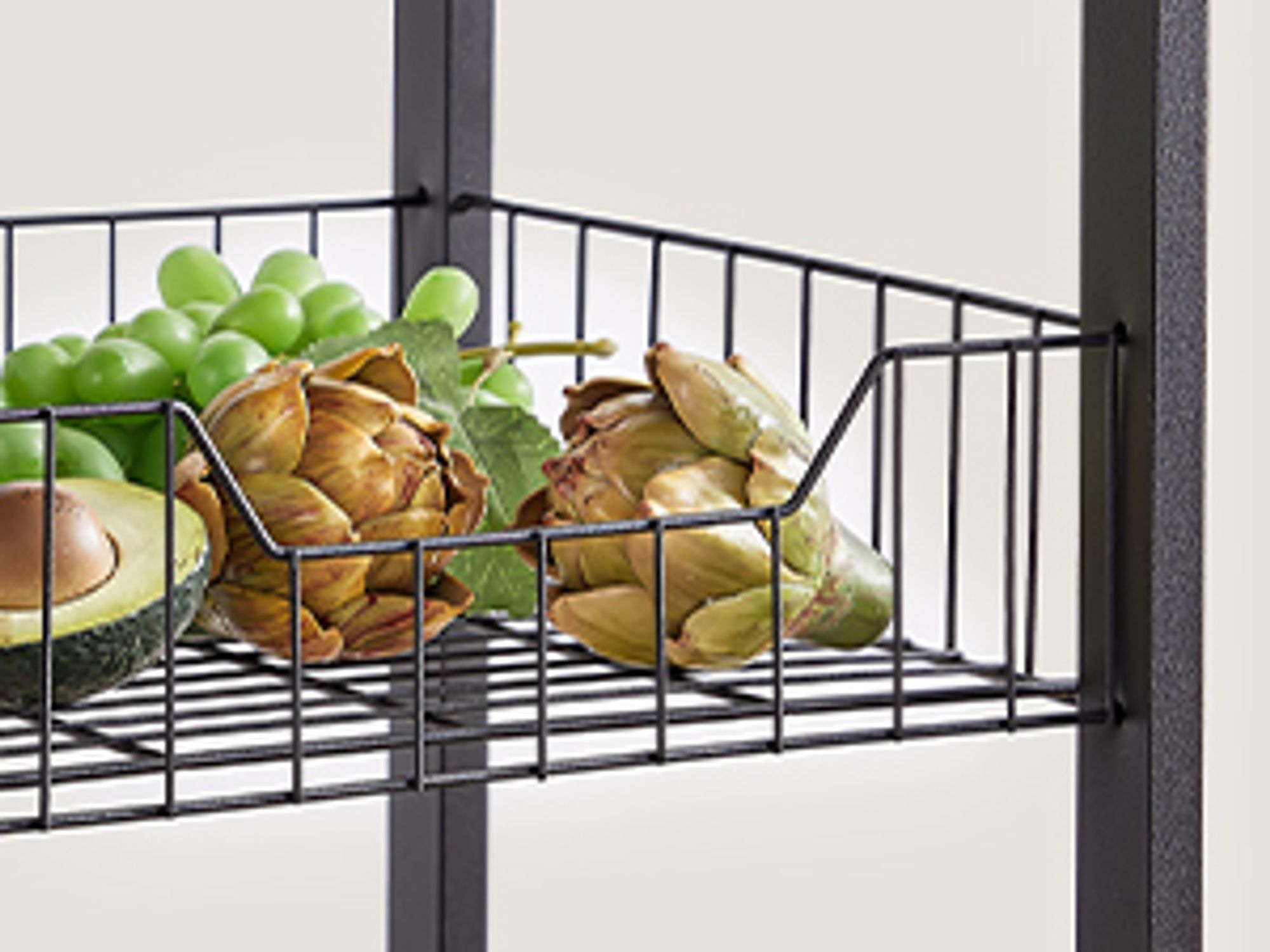 VASAGLE Küchenregal mit Steckdosen, 2 Metallkörben, 6 Haken, 35 x 80 x 93,5 cm, braun