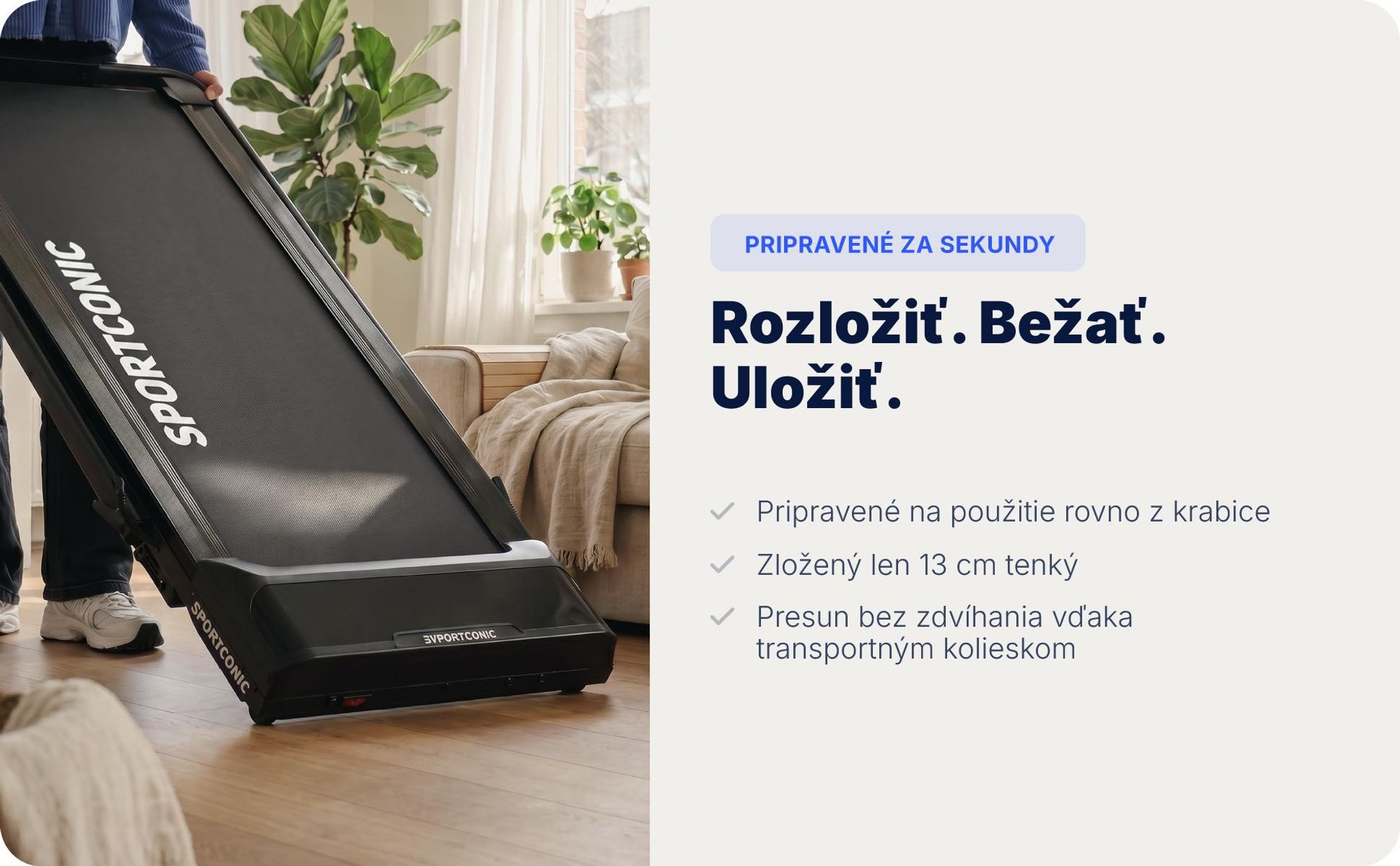 Sportconic Elektrický Bežecký Pás 12 km/h, Skladací Walking Pad Domov Kancelária, 9 % Sklon, LED Displej, Držiak na Tablet