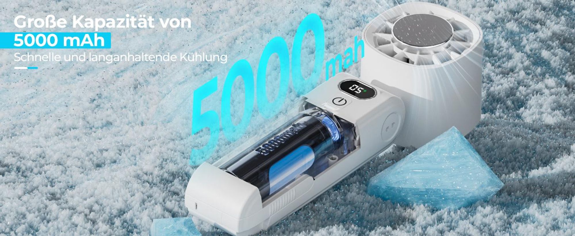 Kühlung Mini Hand Ventilator 5000mAh Akku Aufladbar Lüfter Handheld neck Fan USB