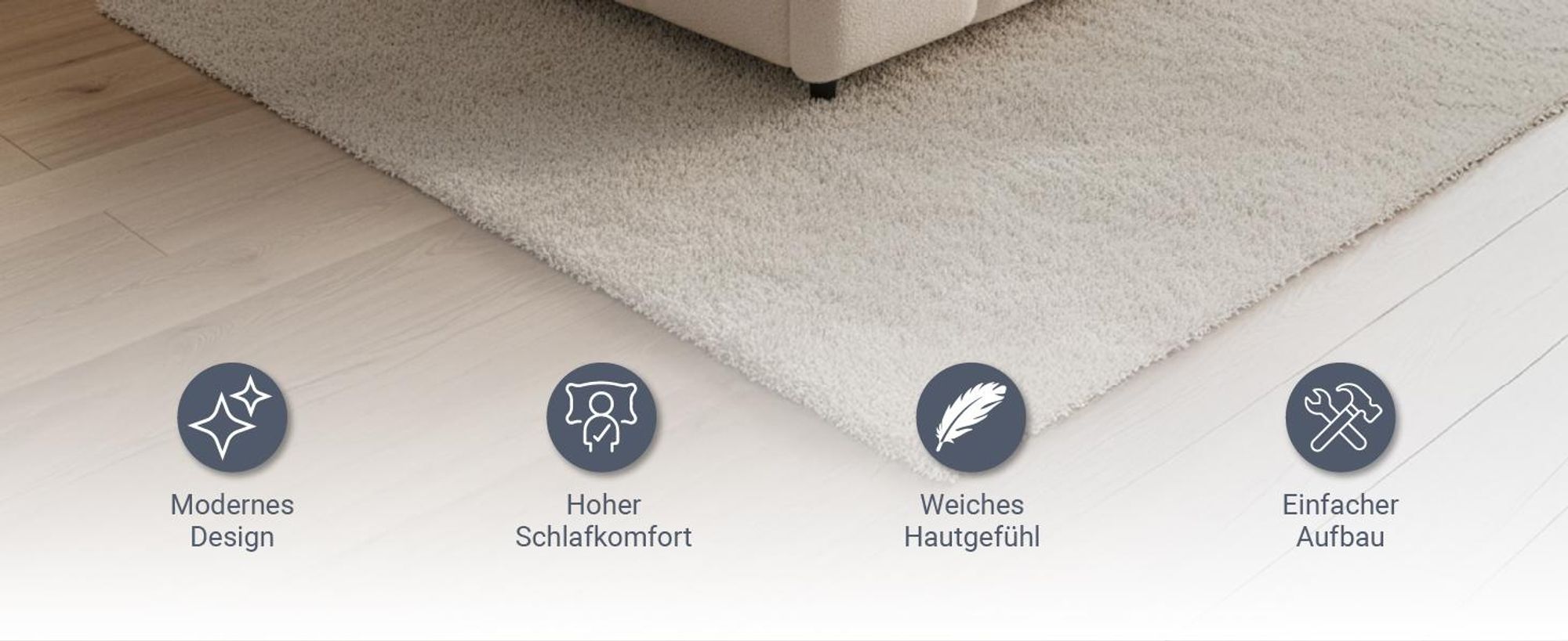 Juskys Polsterbett Florenz 180 x 200 cm, Bouclé, Bubble Design & modern – Creme