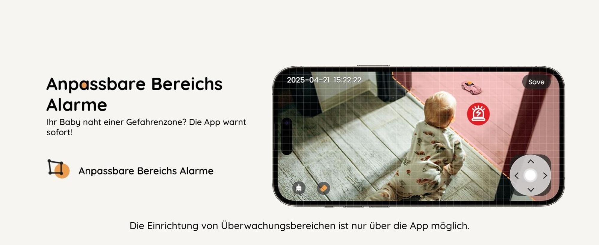 5 Zoll Babyphone mit Kamera 2K Babyfon Video PTZ 355° Bewegungs und Geräuscherkennung Temperatur Luftfeuchtigkeit mobiles Tracking