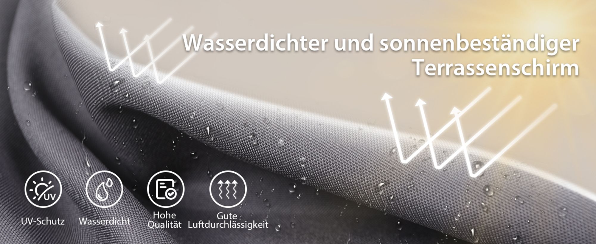 Puluomis Sonnenschirm 400 x 200 x238cm UPF 50+ mit Kurbel ohne Ständer Balkonschirm Strandschirm Marktschirm Gartenschirm grau