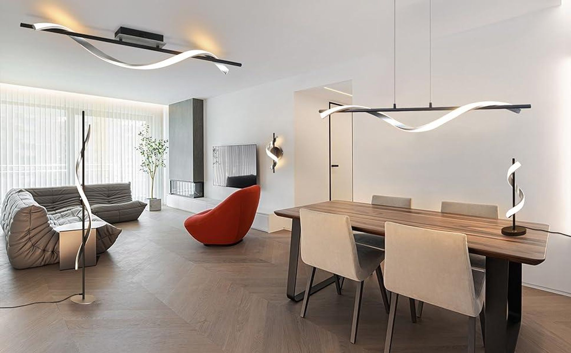 ZMH LED Wandleuchte innen Wandlampe modern Beleuchtung Nachtlampe in Wellenförmig Design 3000K Warmweiß Flurlampe