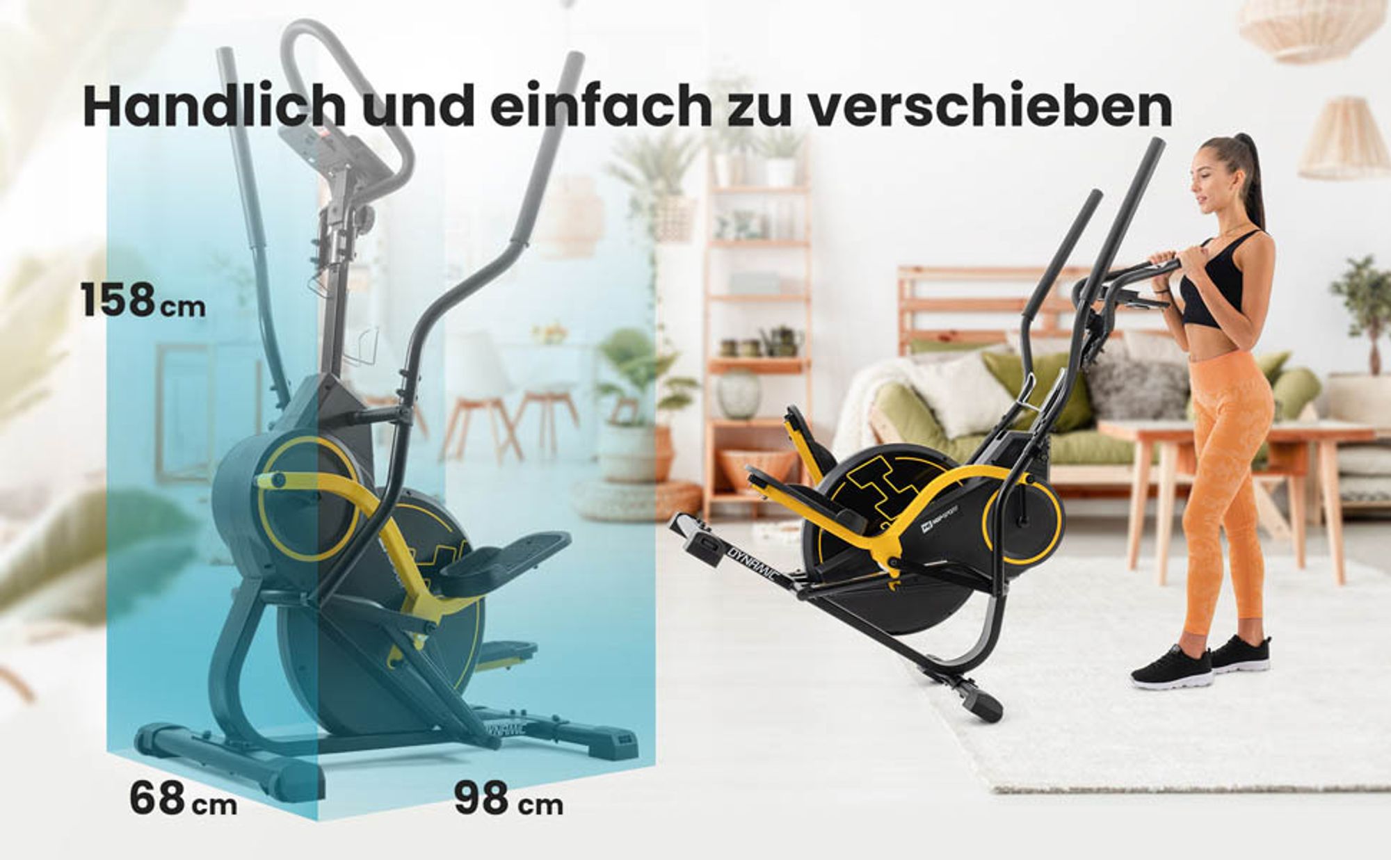 Hop-Sport Cross Stepper für zuhause HS-450B Dynamic - 2-in-1 Crosstrainer und Stepper mitTrainingscomputer - innovatives Trainingsgerät verbindet das Stepper- und Crosstrainer-Training