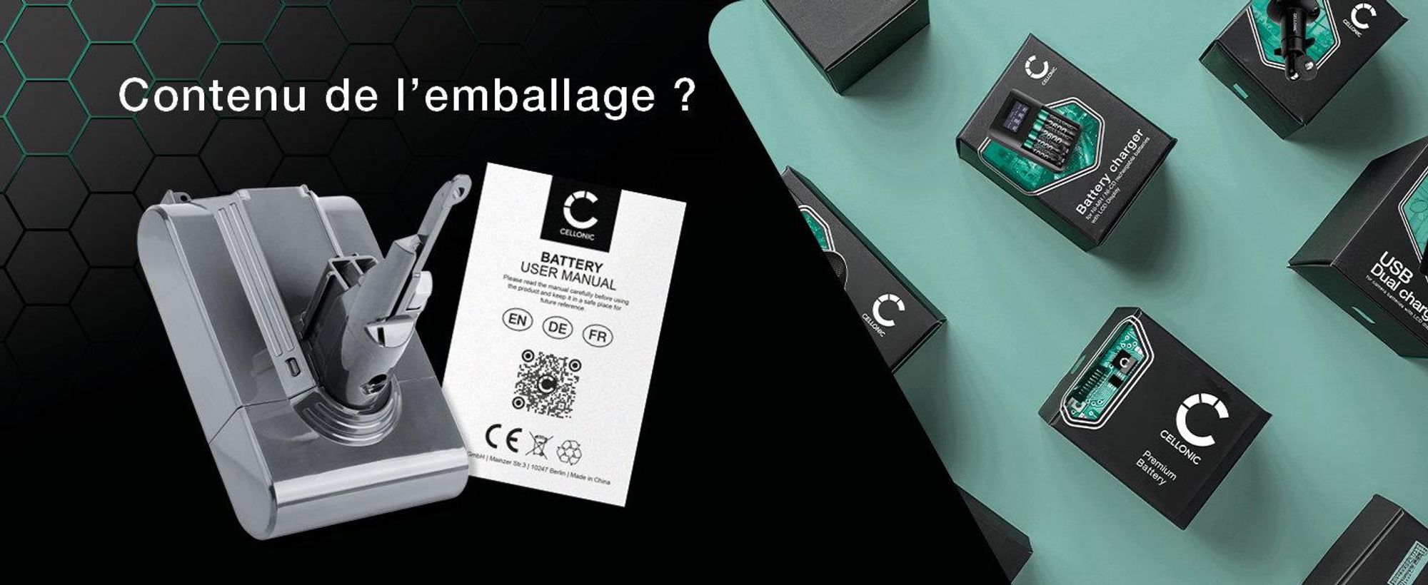 CELLONIC 1x Batterie pour Aspirateur Compatible avec Dyson V7, V7 Animal Pro plus, V7 Absolute Extra, 225403 - (2500mAh, 21.6V)