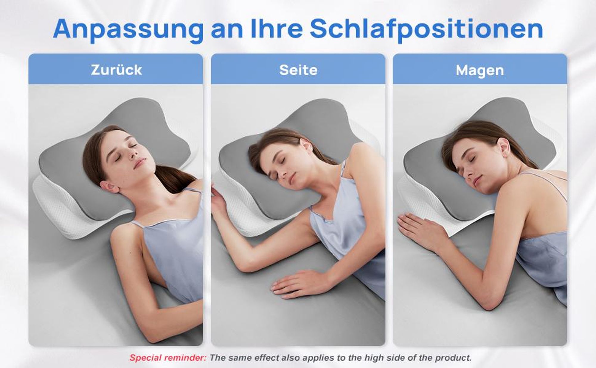 CMYbabee Nackenstützkissen – Ergonomisches Memory-Schaum Kopfkissen mit 2 Höhen, 6 Funktionszonen, abnehmbarem Bezug, atmungsaktiv & druckentlastend,