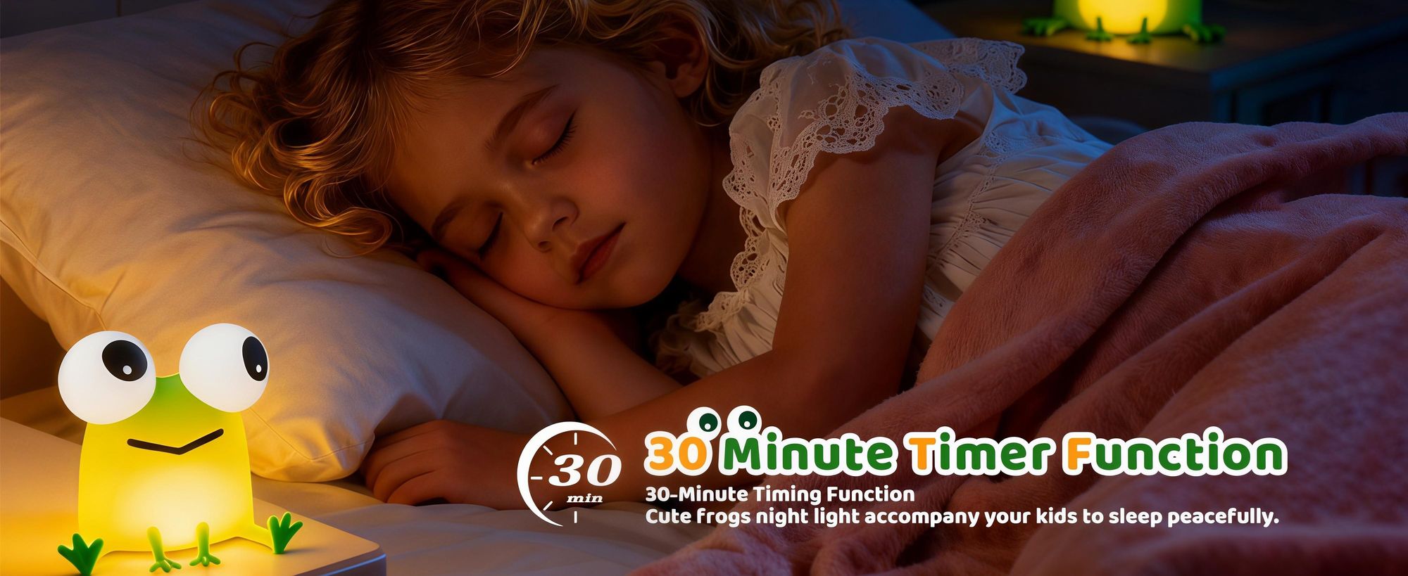 LED Frosch Silikon Nachtlicht Kinder,7 Farben, Kabellos Stufenlos Dimmbar,Touchsensor, Timer, USB Wiederaufladbar, Augenschutz, Babyzimmer, Stilllicht