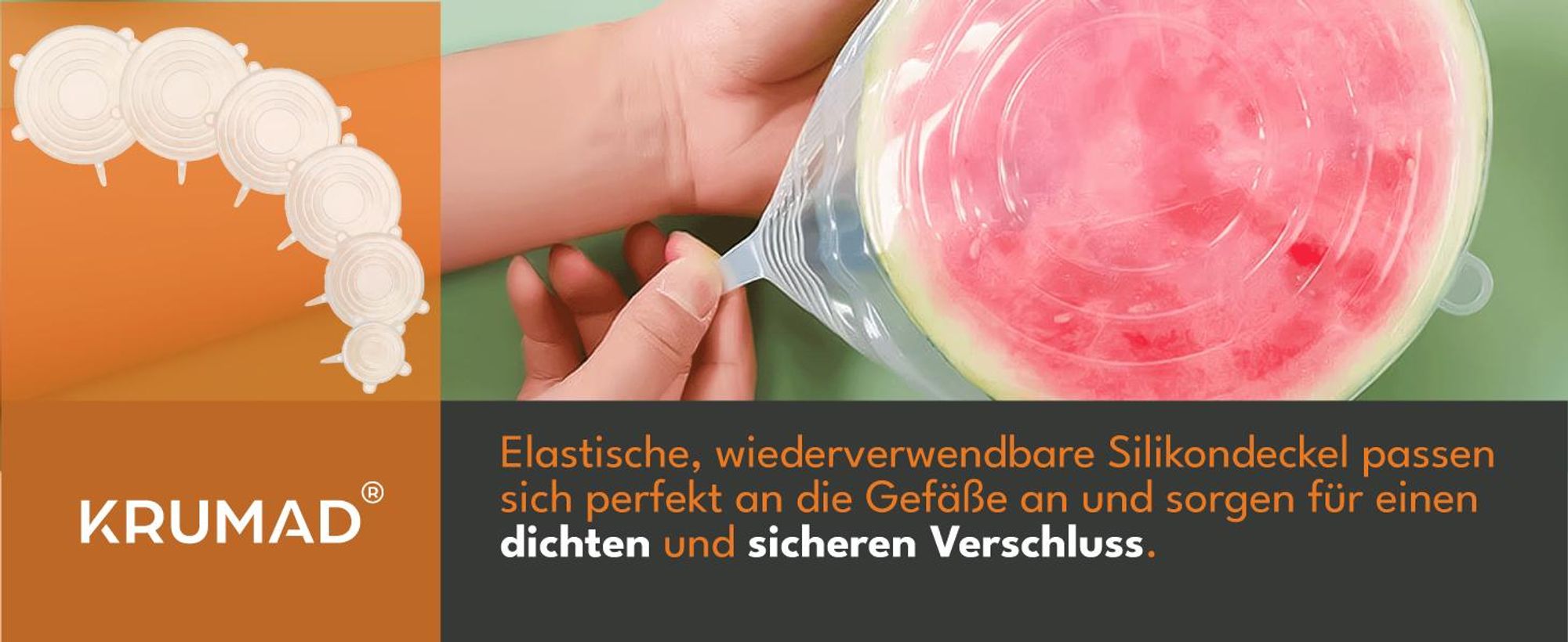 KRUMAD Silikondeckel Set 6 Stück – Dehnbare Universal Silikon Deckel für Schüsseln & Gläser – Wiederverwendbare Stretch Deckel Weiß