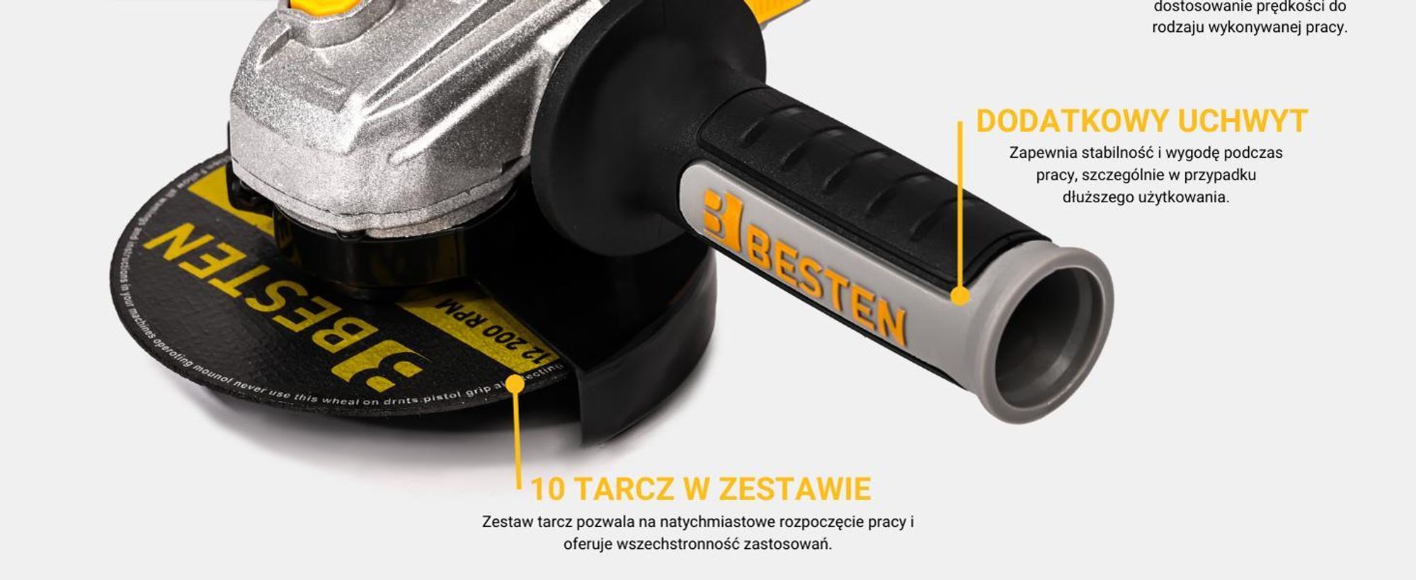 Szlifierka kątowa 125 mm kątówka, diax 1300W, regulacja obrotów, soft start, 10× tarcza