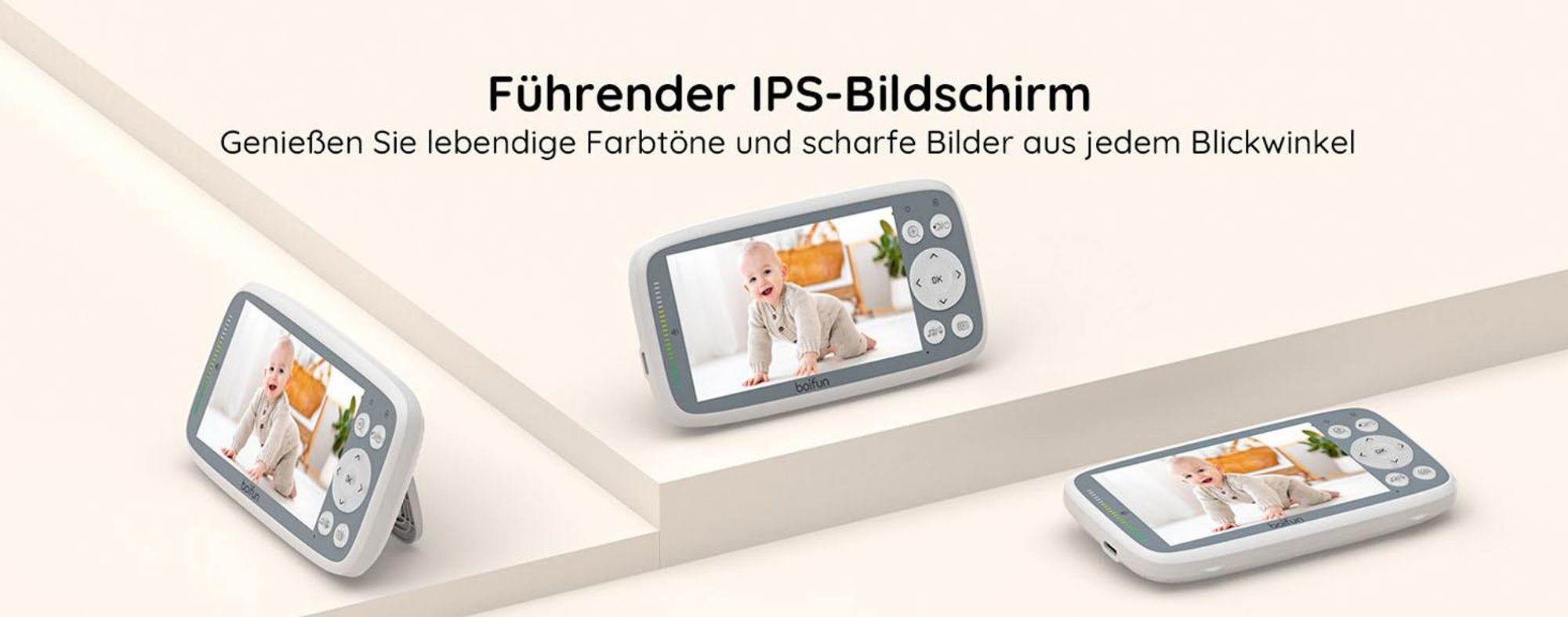 Babyphone mit Kamera VOX Nachtsicht Babyfon Temperaturüberwachung Gegensprechfunktion Video Überwachung mit 4 Zoll Digital IPS Bildschirm Wireless