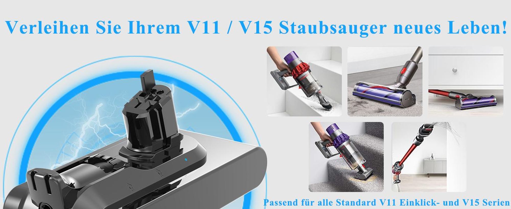 Akku für Dyson V11 V15 SV15 SV16 SV22,  25.2V 3900mAh Dyson V11 V15 Ersatzakku mit Knopf-Installationsart (Nicht für SV14 mit Schrauben)