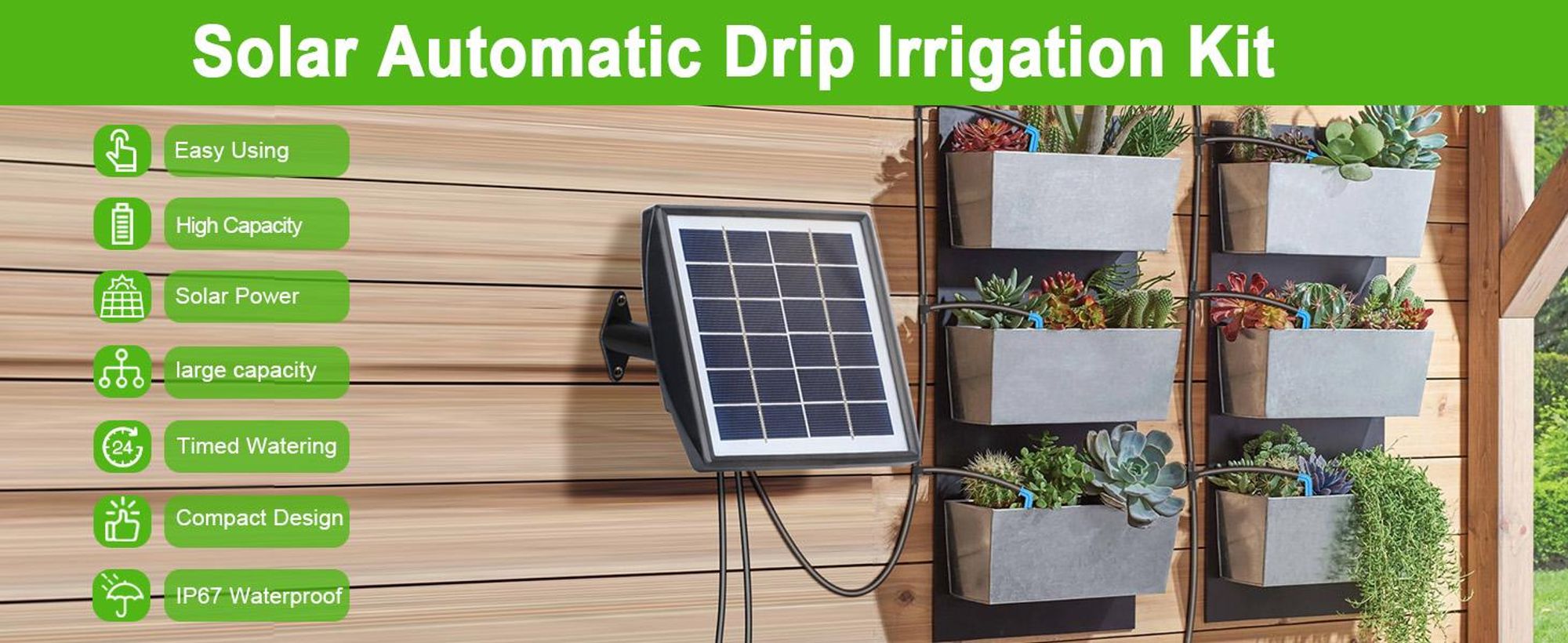 Speed Solar Bewässerungssystem Automatisches Set, Automatische BewäSserung mit Timer und 15 Tropfer -15m Schlauch