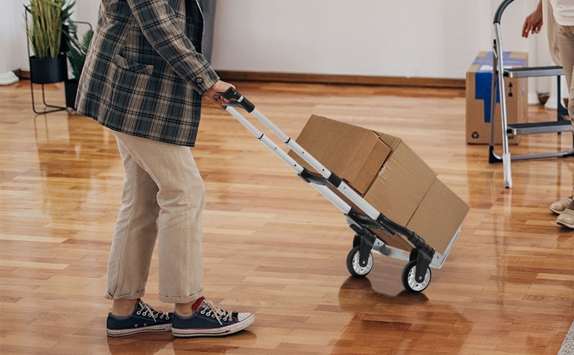 Yaheetech klappbare Sackkarre, bis 75 kg, Alu Transportkarre, höhenverstellbarer Griff, mit Expanderseilen