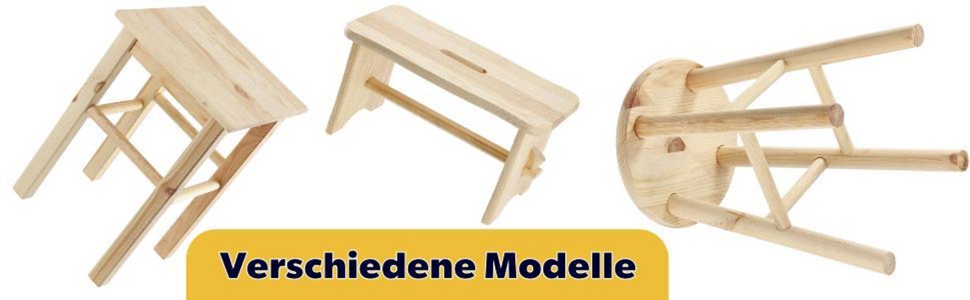 KADAX Holzhocker "Falun", aus natürlichen unlackierten Kiefernholz, Sitzhocker, Tritthocker, Quadratisch