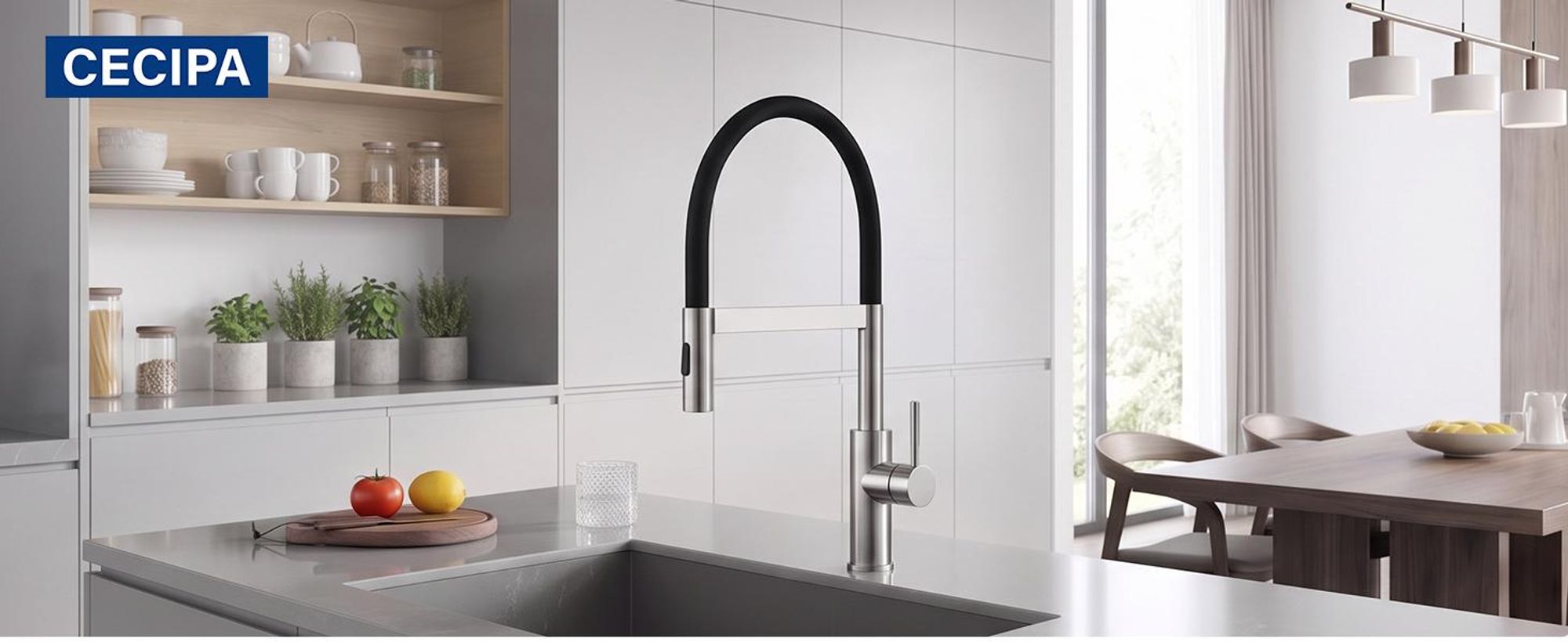 Küchenarmatur Magnetisch Edelstahl Gebürstet, Spültischarmatur mit Schlauch Flexibel, 2 Strahlarten Wasserhahn Küche Cecipa Mischbatterie