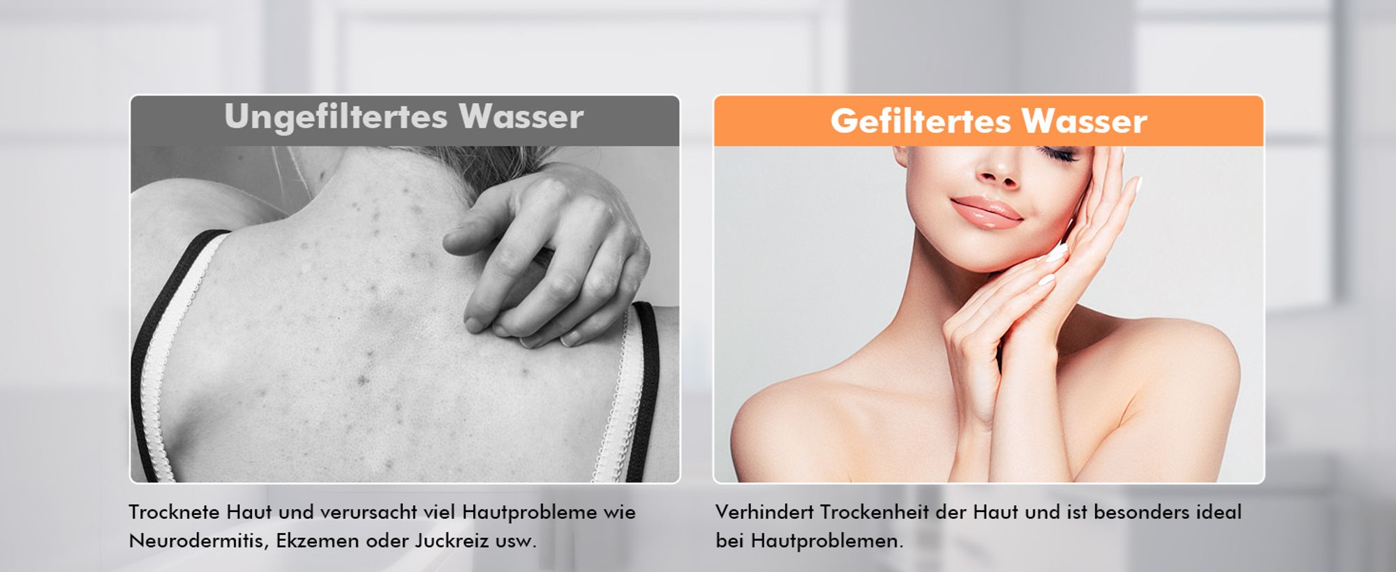 Duschkopf mit Filter, Hochdruck-Handbrause mit 15 Filterschichten,  3 Strahlarten zur Entfernung von hartem Wasser, Restchlor, Bakterien