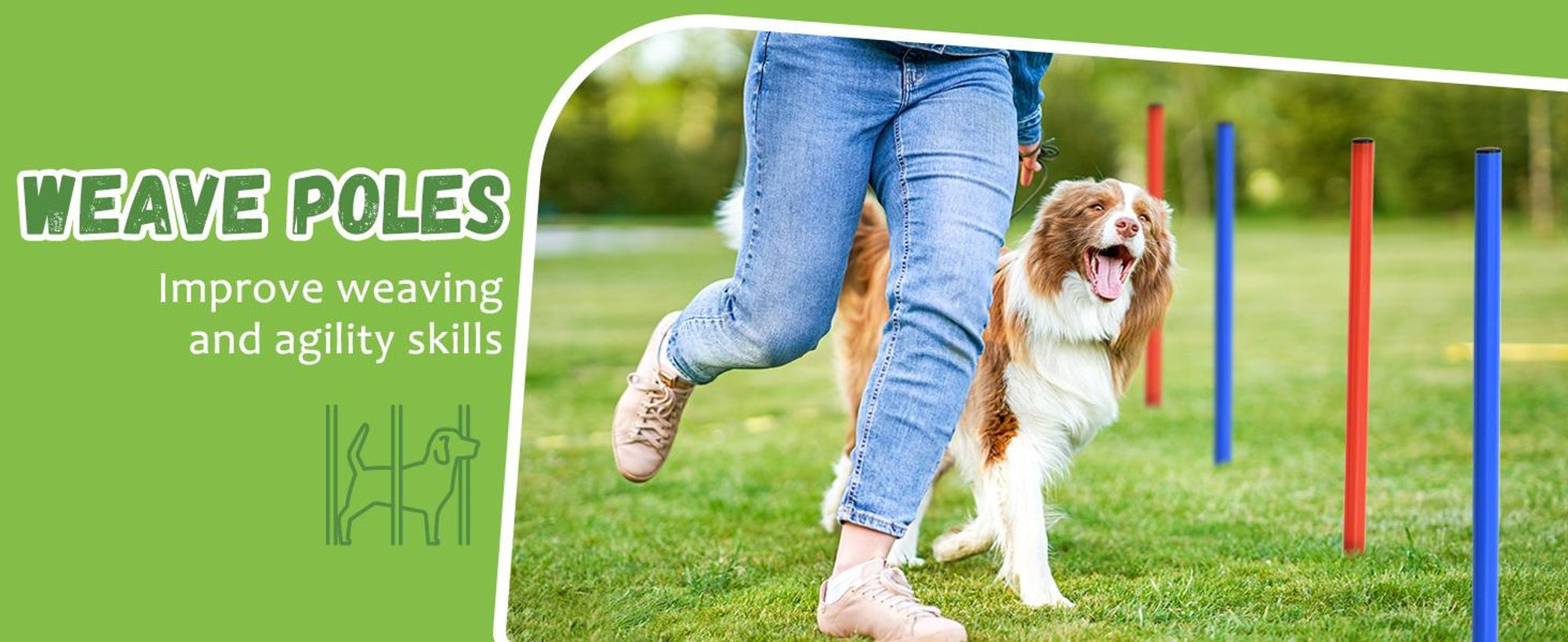 PawHut Dog Agility Training Equipment, zestaw do ćwiczeń agility, zestaw do agility dla psów, slalom z przeszkodami dla psów, 3 w 1, strefa treningowa dla psów, niebiesko-czerwona
