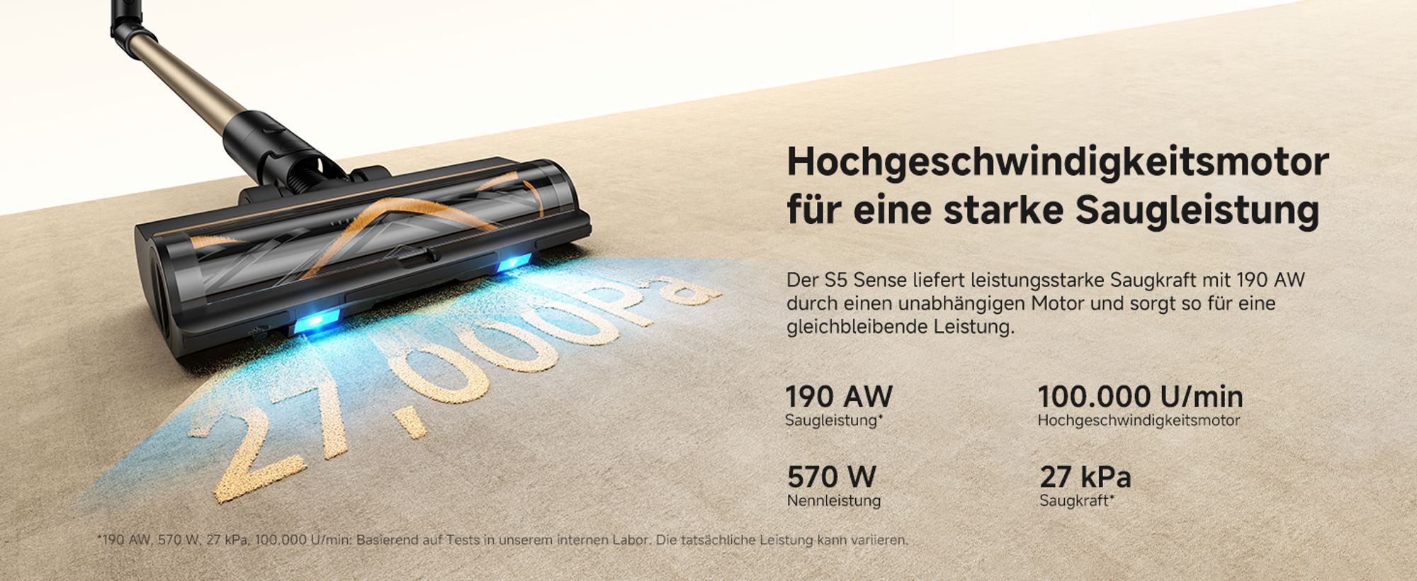 MOVA S5 Sense Akku Staubsauger, bis zu 97 Minuten Laufzeit, Staubsauger Kabellos, Multibodenbürste, Anti-Verhedderung, Leise, Selbststehend