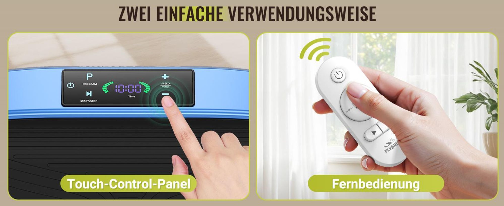 FLYBIRD Vibrationsplatte,120 Leistungsstarke einstellbare Geschwindigkeiten mit 150KG Tragkraft