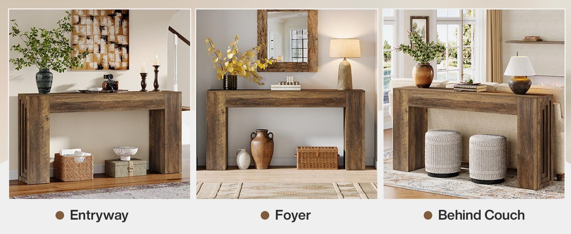 Tribesigns Konsolentisch, 160 cm lang Eingangstisch, schmaler Sofatisch im Landhausstil für Wohnzimmer, Eingangsbereich, Flur, Foyer, Naturbraun