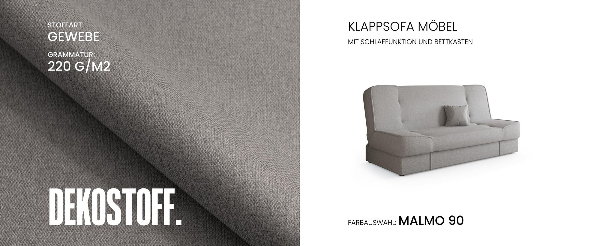 BroMARKT Sofa mit Schlaffunktion TOLIA Schlafsofa mit Bettkasten Klappsofa Couch 190x115 cm Beige Cordstoff