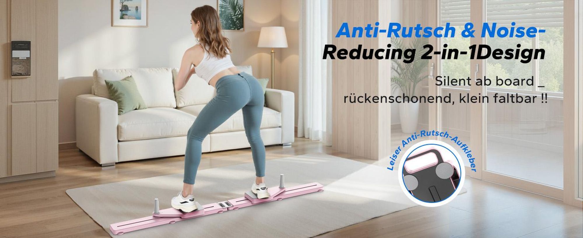 Multitrainer – 4-in-1 Pilates-Board, Push-Up-Bauchmuskel-Roller, Platzsparend, Bauchmuskelübungsgerät für Ganzkörpertraining