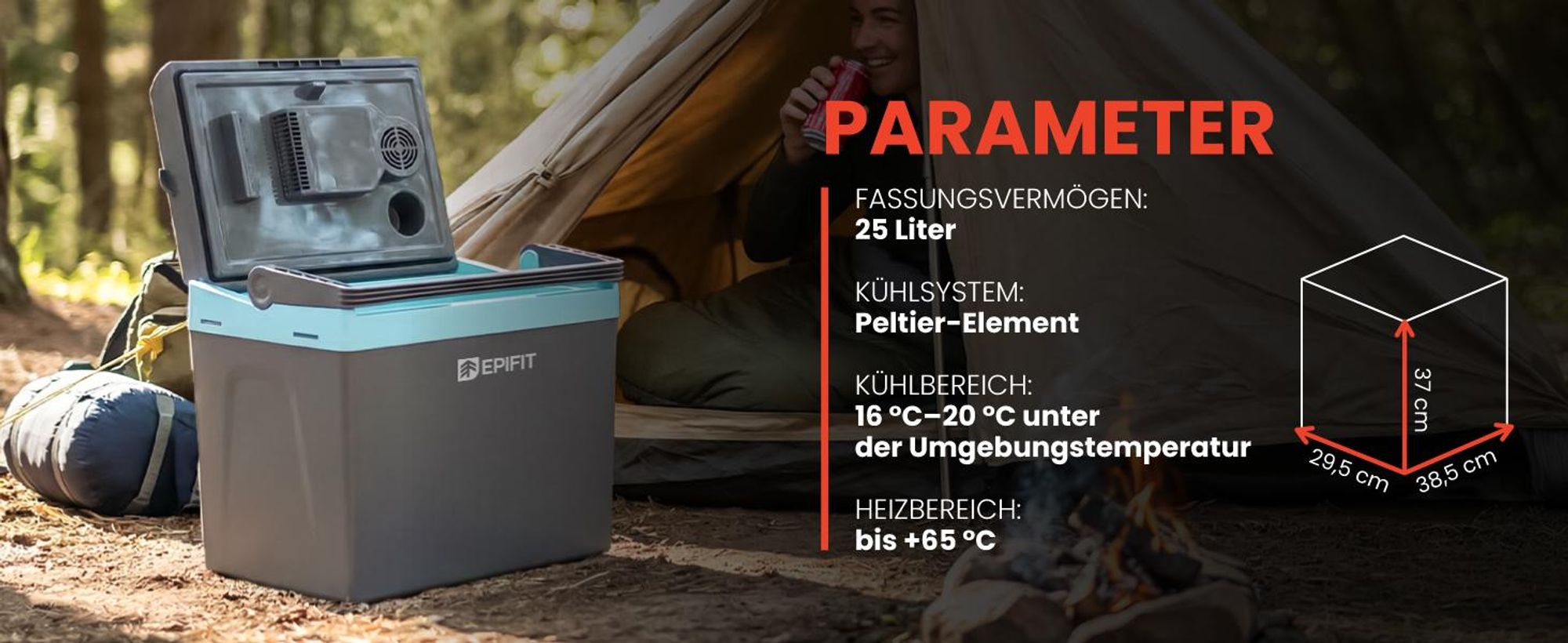Mobiler Kühlschrank 25L mit Kühl- und Warmhaltefunktion bis 65°