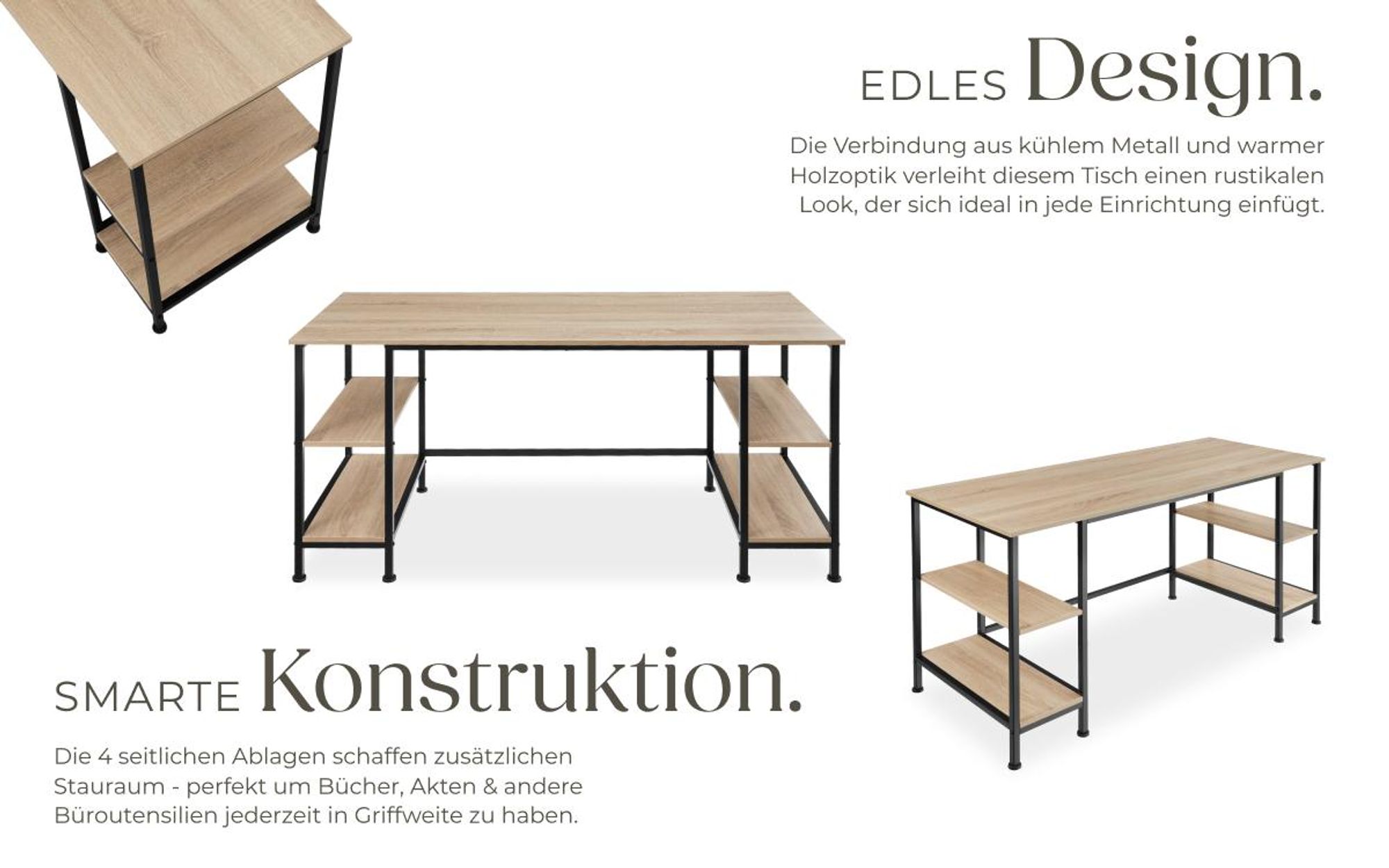 tectake® Computer-Schreibtisch Stoke 137 x 55 x 75 cm