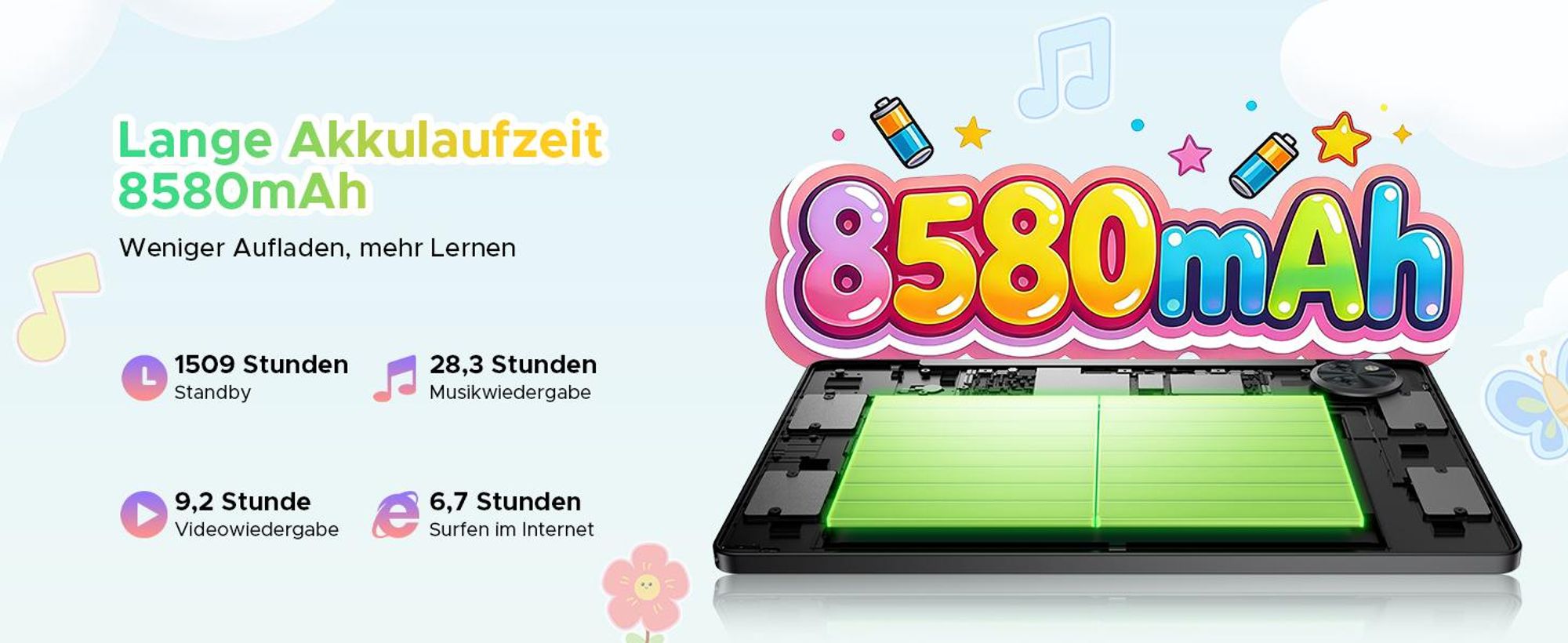 DOOGEE U11Kids 11" Tablet, Android 16,Gemini AI, 24(4+20)GB+128GB/2TB TF, 90Hz,8580mAh,WiFi Tablet für Kind mit Kindgerechte Hülle und Stift