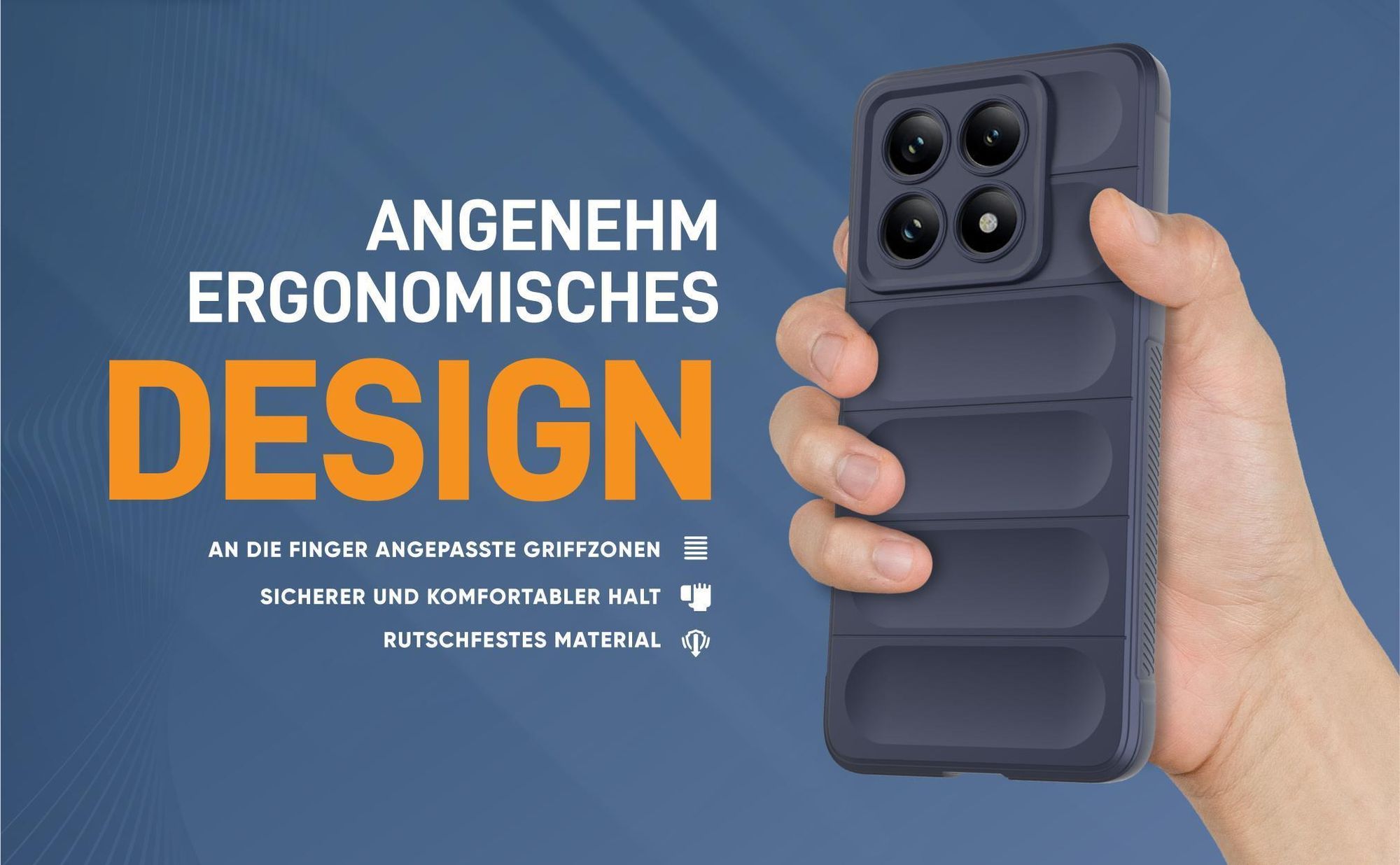 Blaue rutschfeste Hülle für Xiaomi 14T mit weichem Mikrofaser Inlay